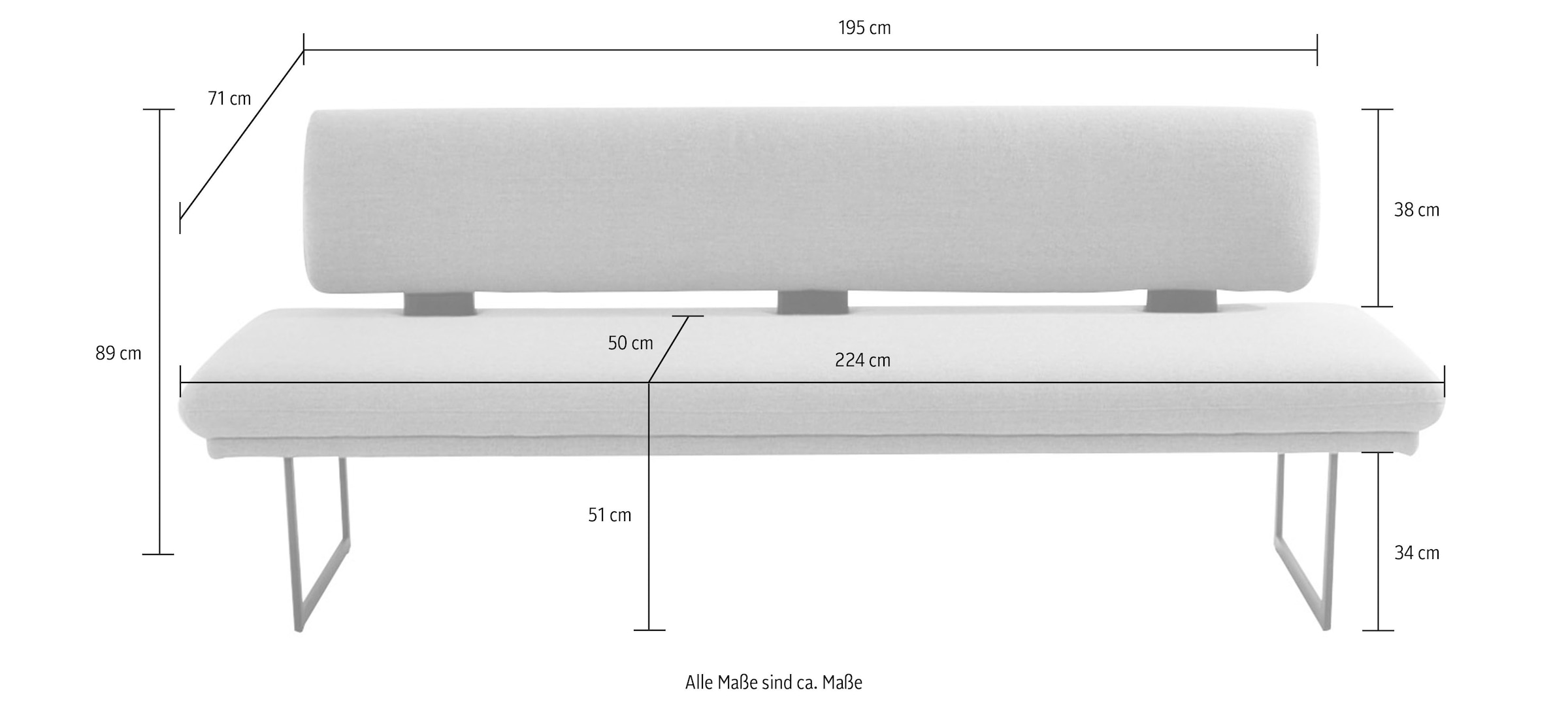 K+W Komfort & Wohnen Essgruppe »Longbeach«, (6 tlg.), Essgruppe in Spitzkissenoptik mit 4 Freischwingern, Gestell in Metall