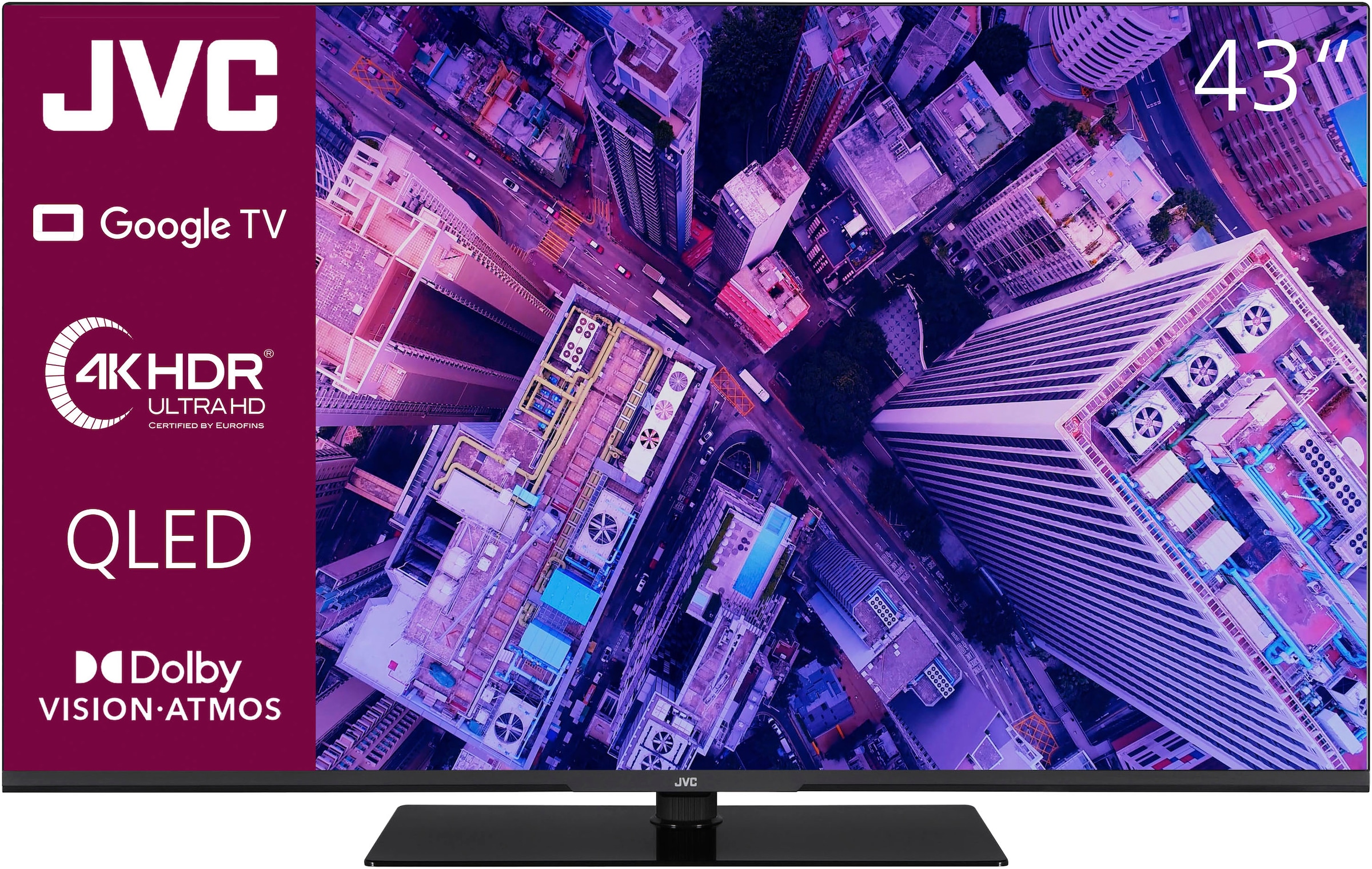 JVC QLED-Fernseher, 108 cm/43 Zoll, 4K Ultra HD, Smart-TV-Google TV