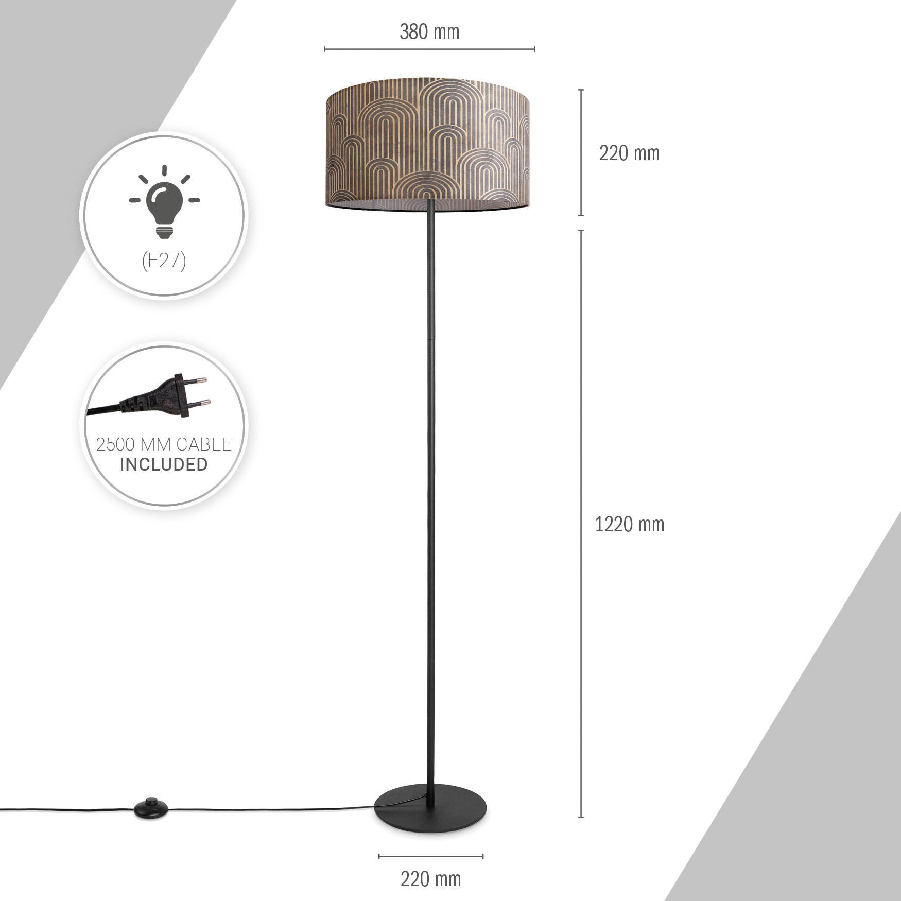 Paco Home Modern Jahren kaufen Mit Stehlampe mit Pillar«, E27 XXL Stoffschirm Wohnzimmer Leselampe | Stehlampe 3 »Luca Vintage Garantie online