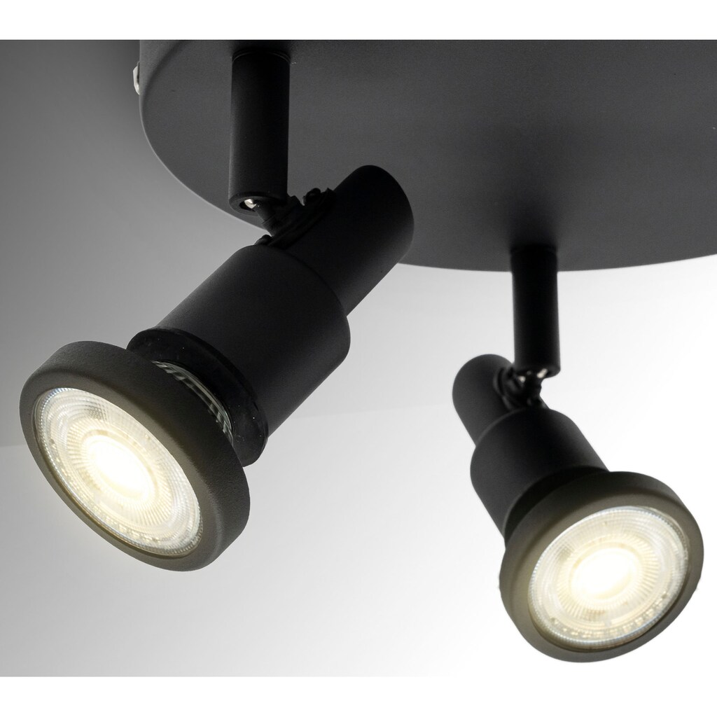 B.K.Licht Deckenspot, Inkl. 3 x LED Leuchtmittel GU10, 4,8 Watt, 400lm, 3.000K, nicht dimmbar, Strahler dreh- und schwenkbar, Schutzart IP44