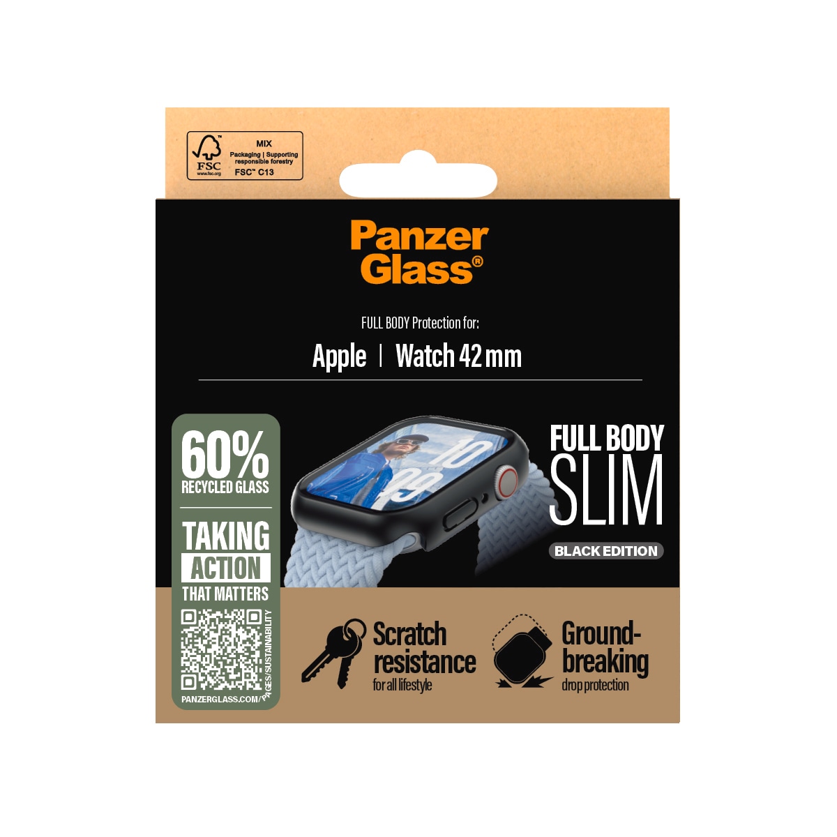 PanzerGlass Displayschutzglas »Full Body Protection«, für Apple Watch 10 42mm, (1 St.), Displayschutzfolie, Cover, Bildschirmschutz, kratz- & stoßfest