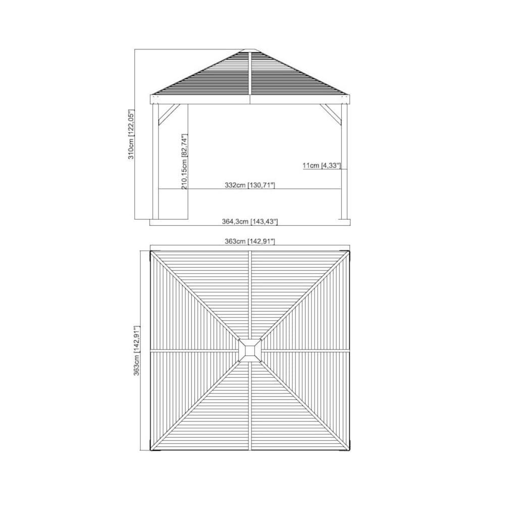 Sojag Pavillon »Valencia 12x12 Holzoptik«