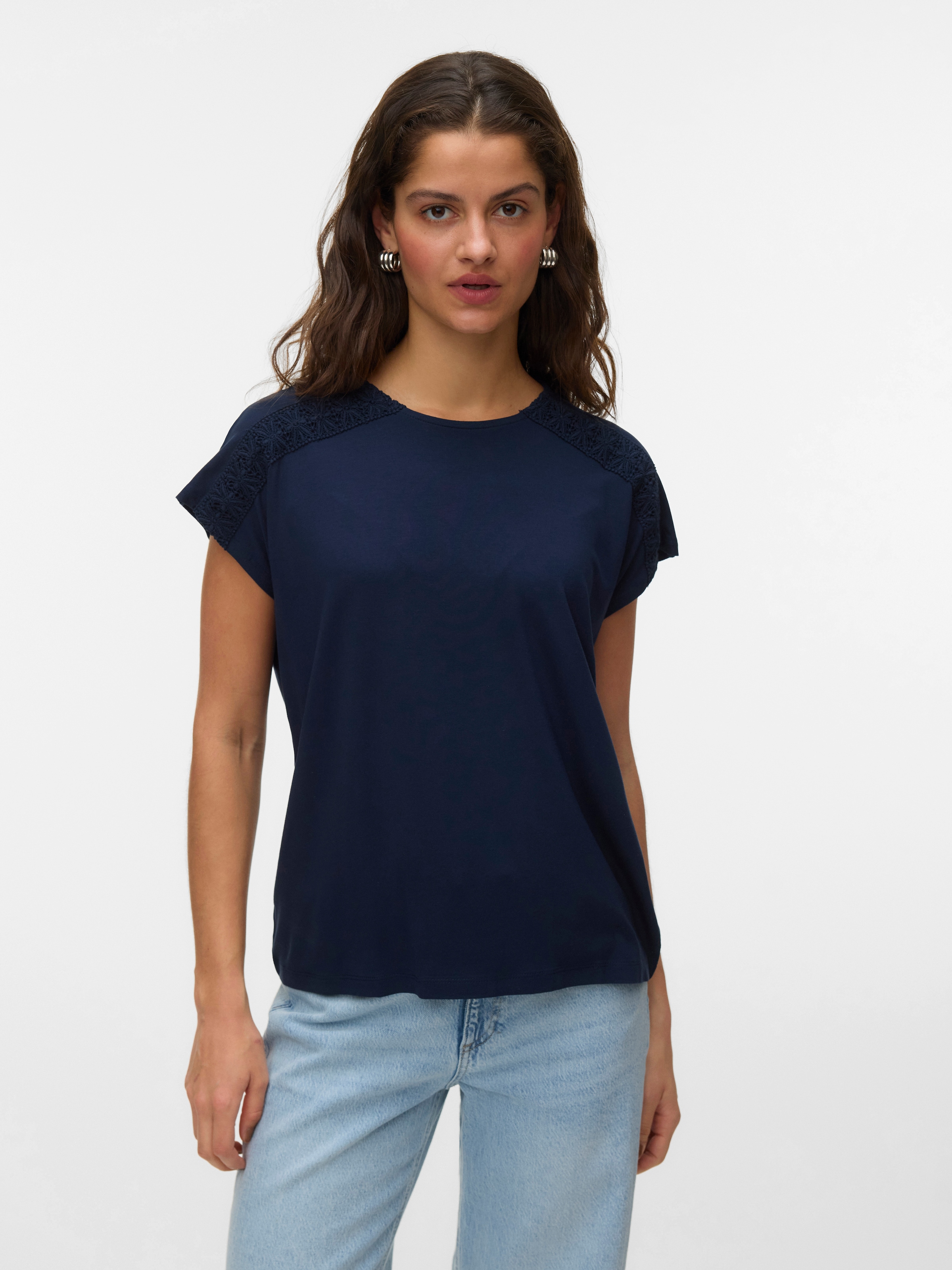 Vero Moda Kurzarmshirt »VMGINA SS O-NECK TOP JRS GA« Viskosemischung
