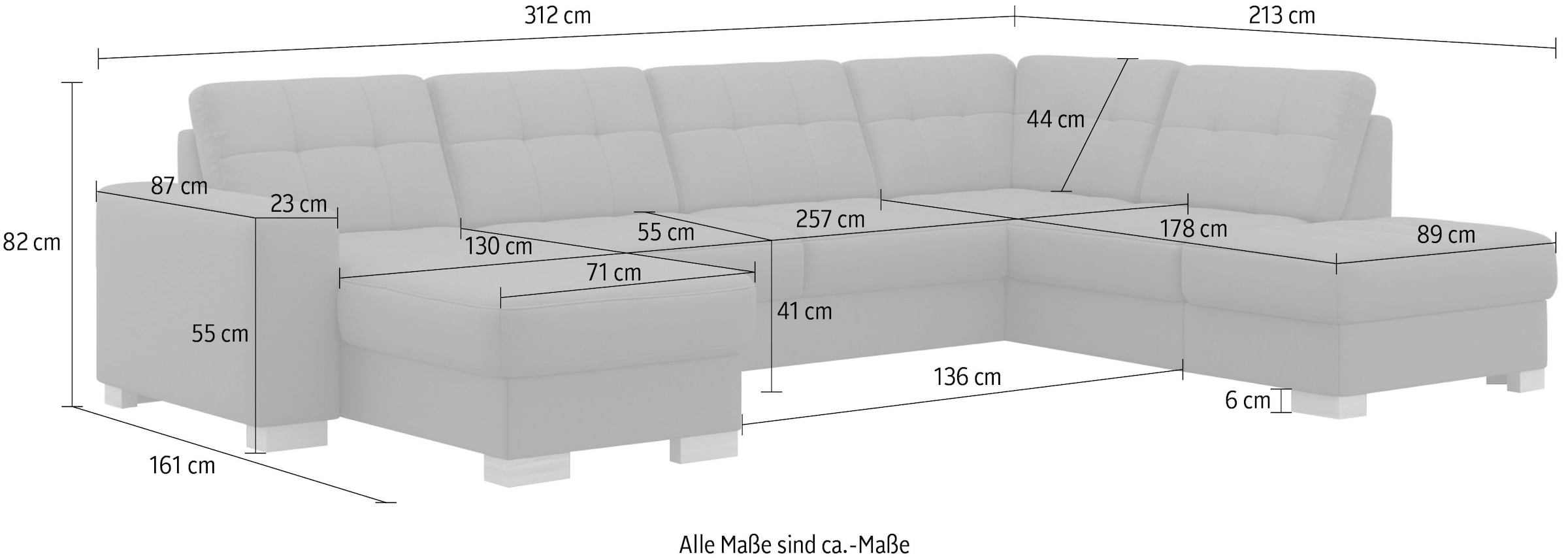 sit&more Wohnlandschaft »Quincy U-Form« wahlweise mit Bettfunktion und Bettkasten