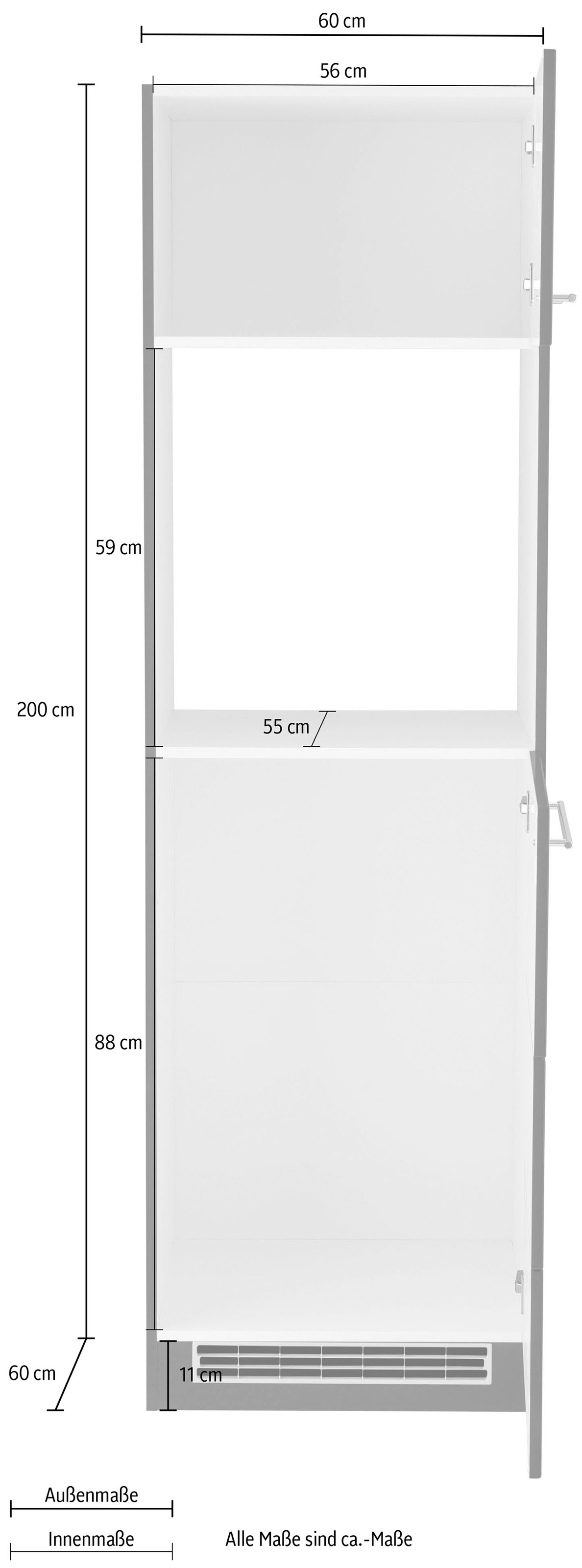 HELD MÖBEL Backofen/Kühlumbauschrank »Wien«, 60 cm breit, für autarken Backofen und Einbaukühlschrank