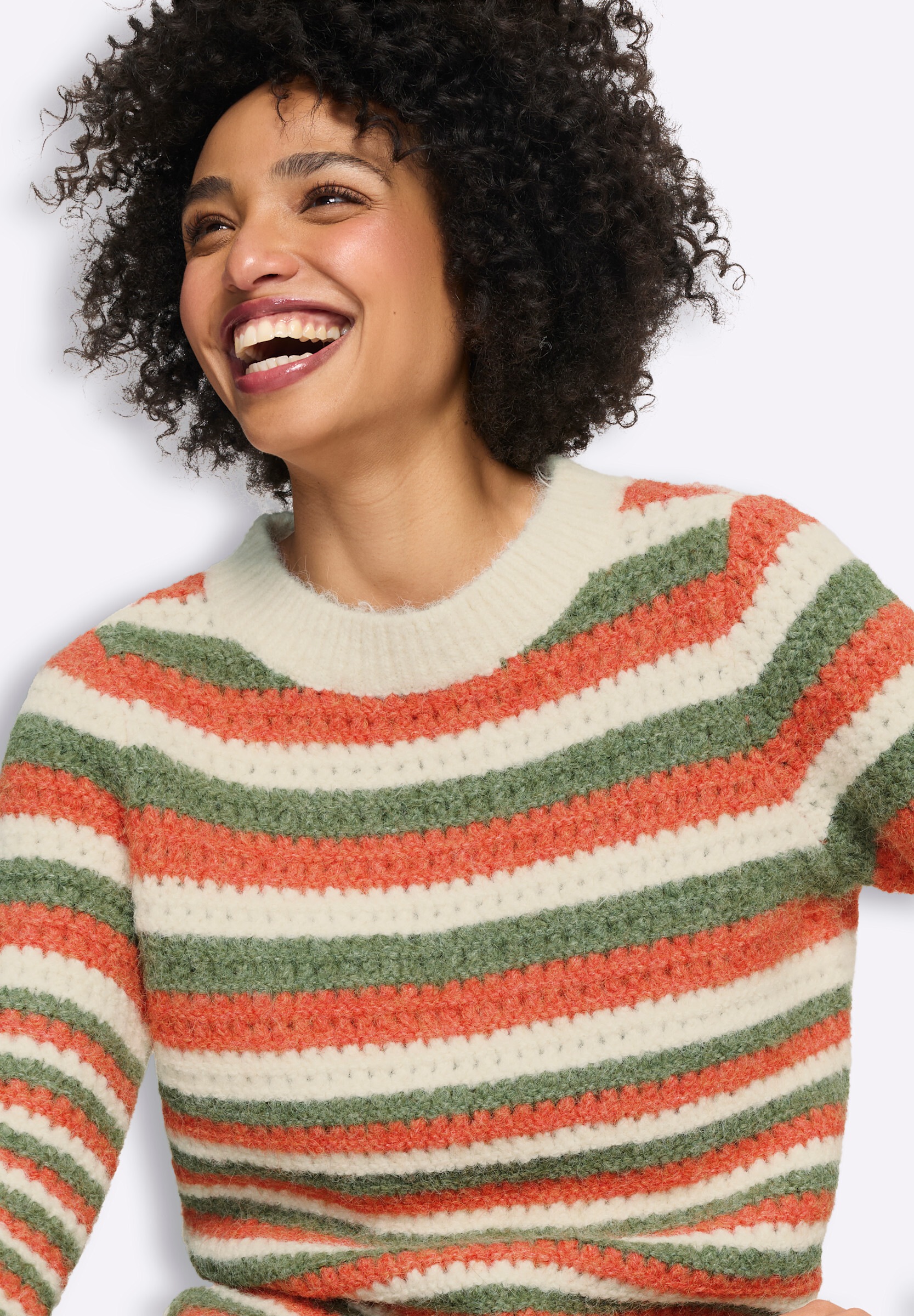 heine Strickpullover »Pullover Ajourpullover mit Streifen«