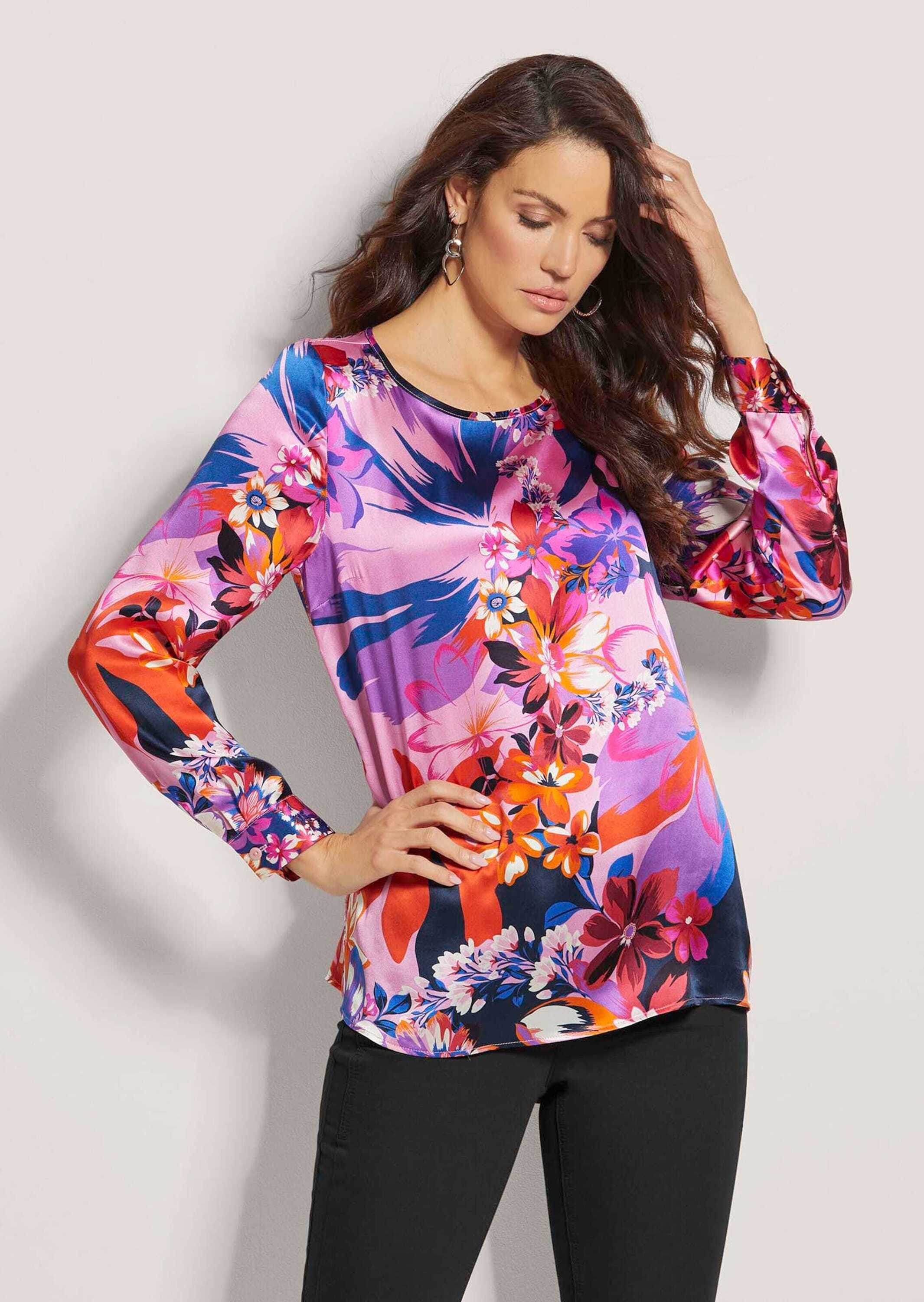 MADELEINE Langarmbluse »Bluse Seidenbluse mit Floral-Druck«