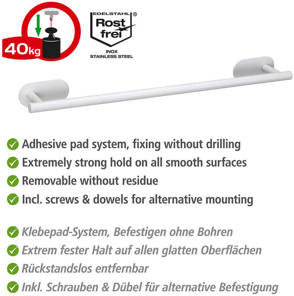 WENKO Handtuchstange »Turbo-Loc® Modell Uno Orea« aus Edelstahl, Befestigen ohne Bohren, 60 cm
