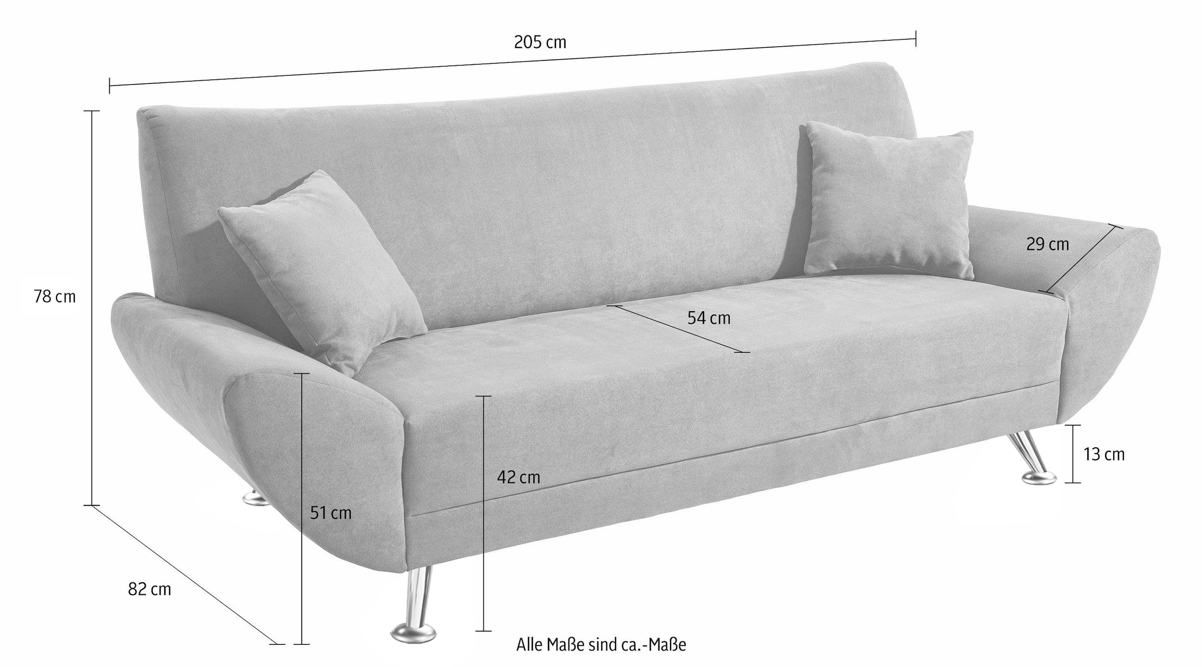 Home affaire 3-Sitzer »Saltare elegant & komfortabel, toller Designfuß, bequem, Breite 205cm«