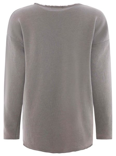 Zwillingsherz Sweatshirt »"Positive Mind"«, ausgefranster V-Ausschnitt, Used Look, Langarm, Schriftzug