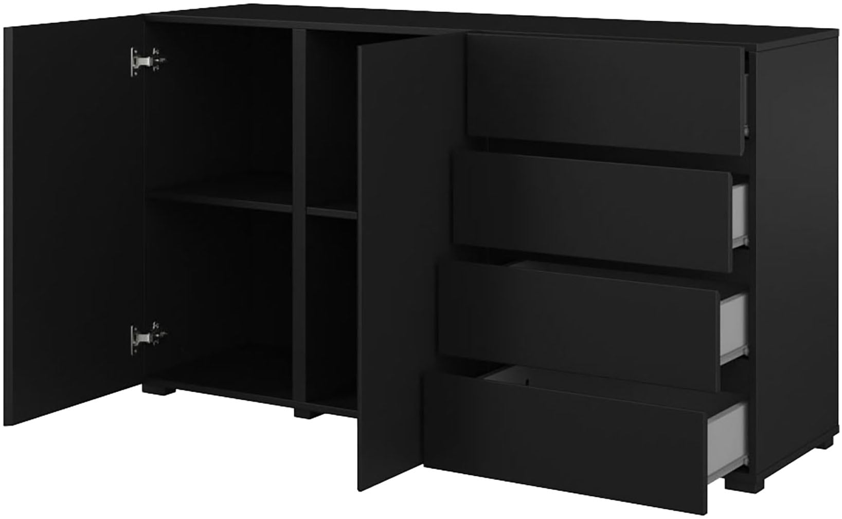 INOSIGN Sideboard »Metric,Breite 138 cm, grifflose Kommode 2 Türen/4 Schubkästen« Schubladenschrank mit viel Stauraum, Einlegeböden verstellbar