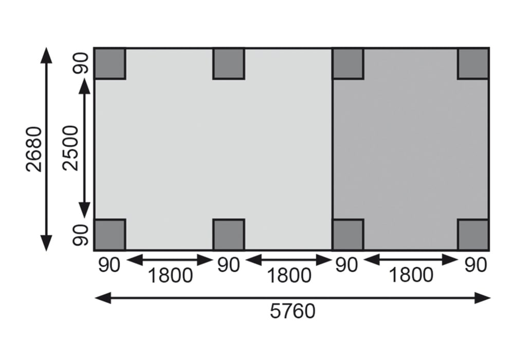 Karibu Doppelcarport »»ECO 2« Variante A , kesseldruckimprägniert« Massivholz 509 cm KDI aus Masivholz