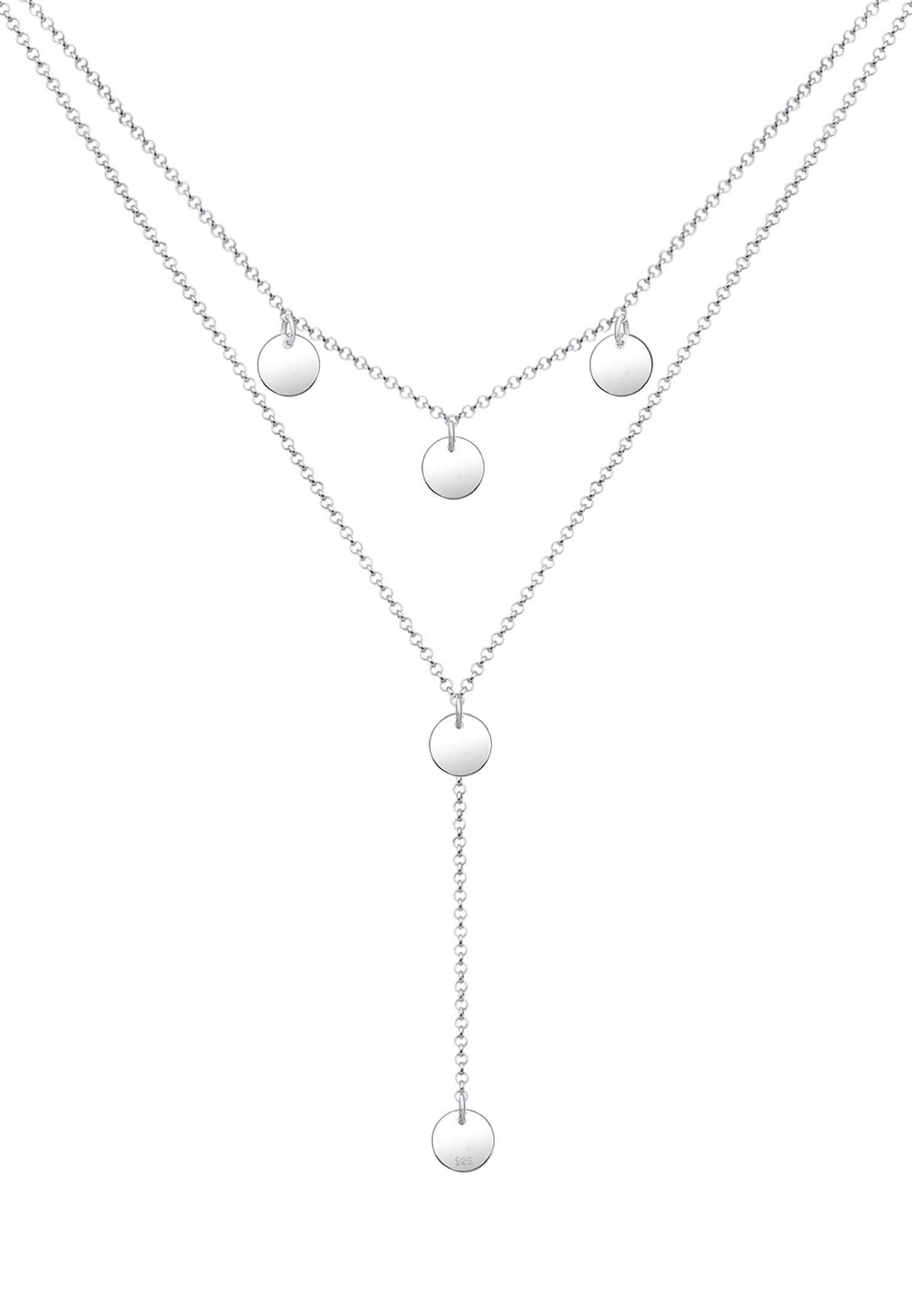 Elli Y-Kette »Halskette Y-Kette Geo Layer Kreis Plättchen 925 Silber«