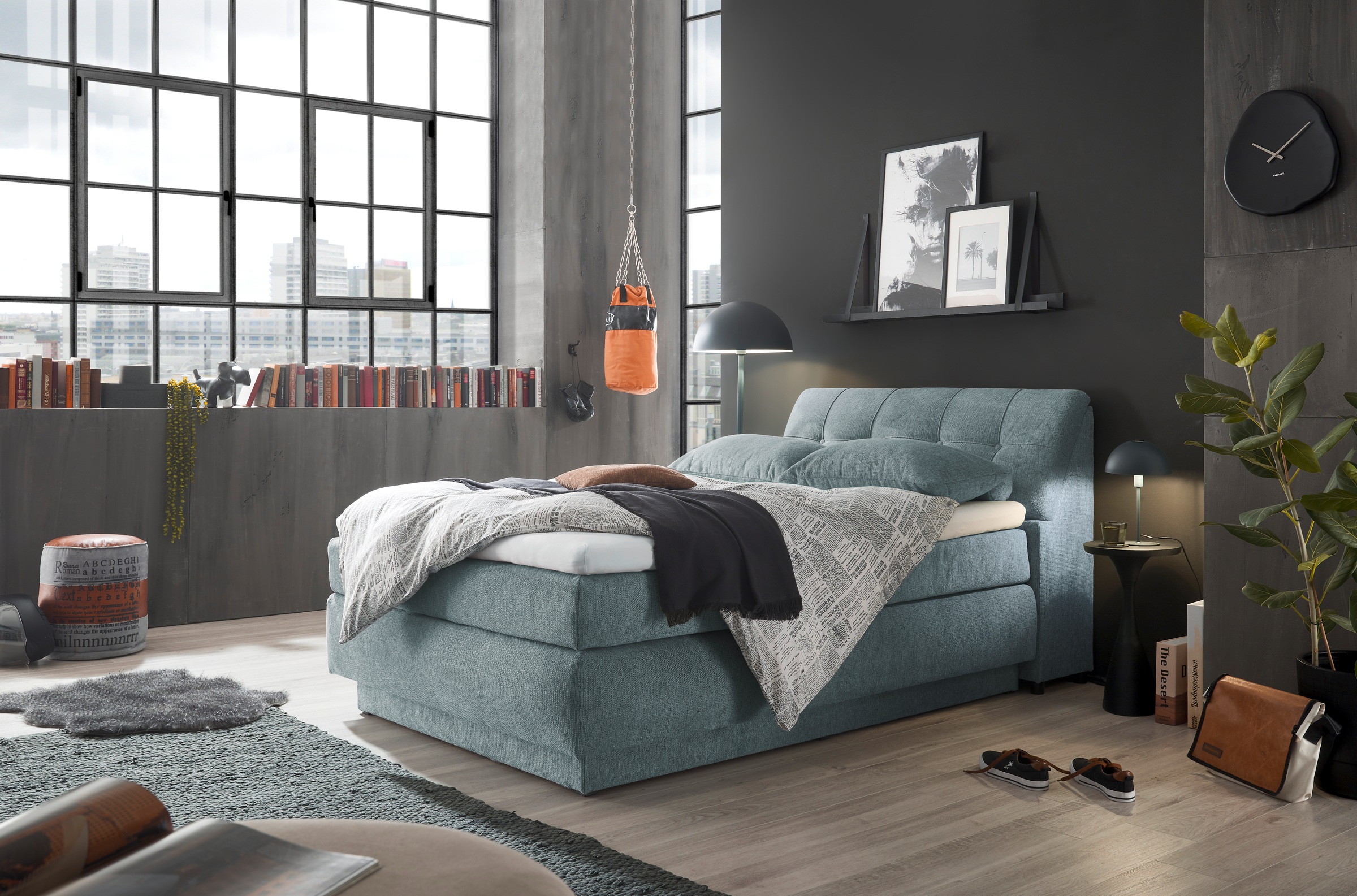 set one by Musterring Boxspringbett »Fairfield« mit Bettkasten, Kopfteil in Kassettenoptik, Breite 120 oder 140 cm
