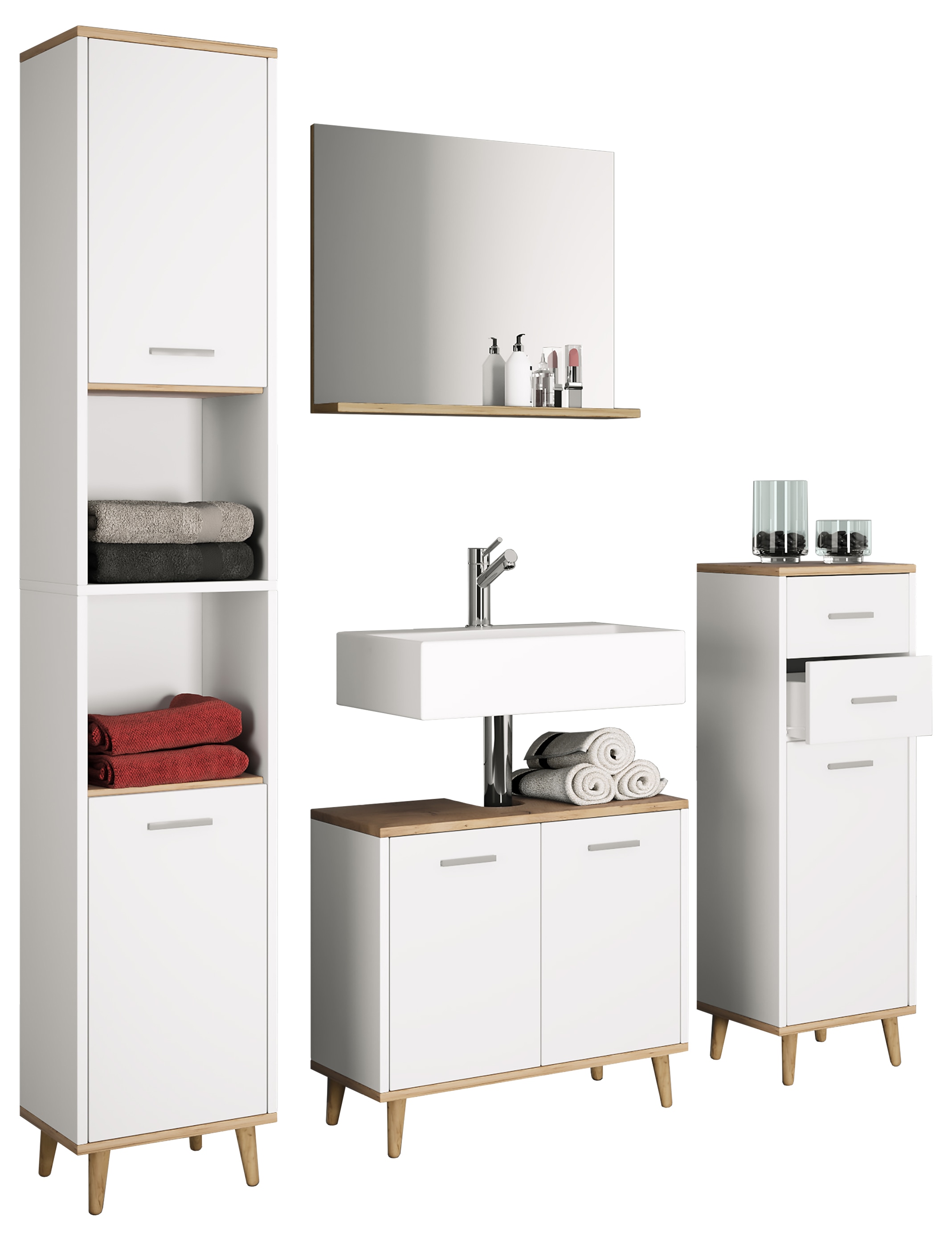VCM Waschbeckenschrank »Holz Badmöbel Badunterschrank Waschbecken Landos« 1 Stk. tlg.