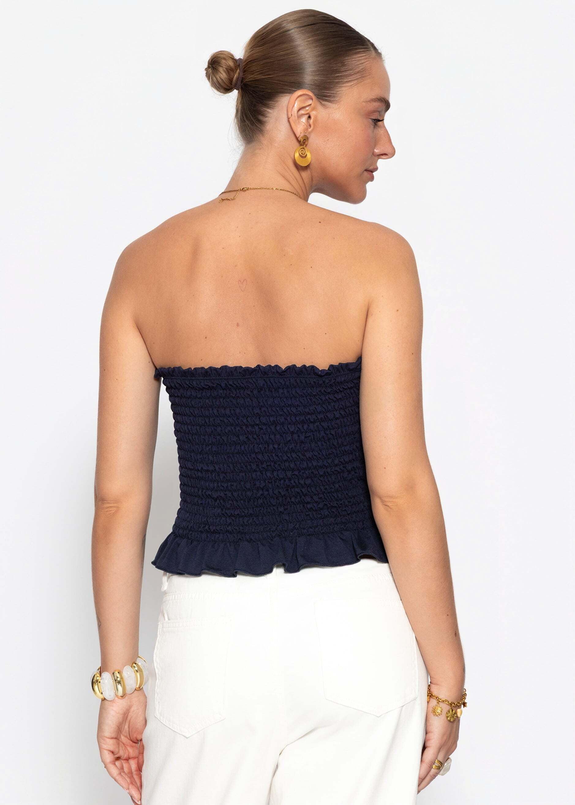 SASSYCLASSY T-Shirt »Smok Bandeau-Top« Figurbetontes Top mit leicht gewelltem Saum und Rippstruktur