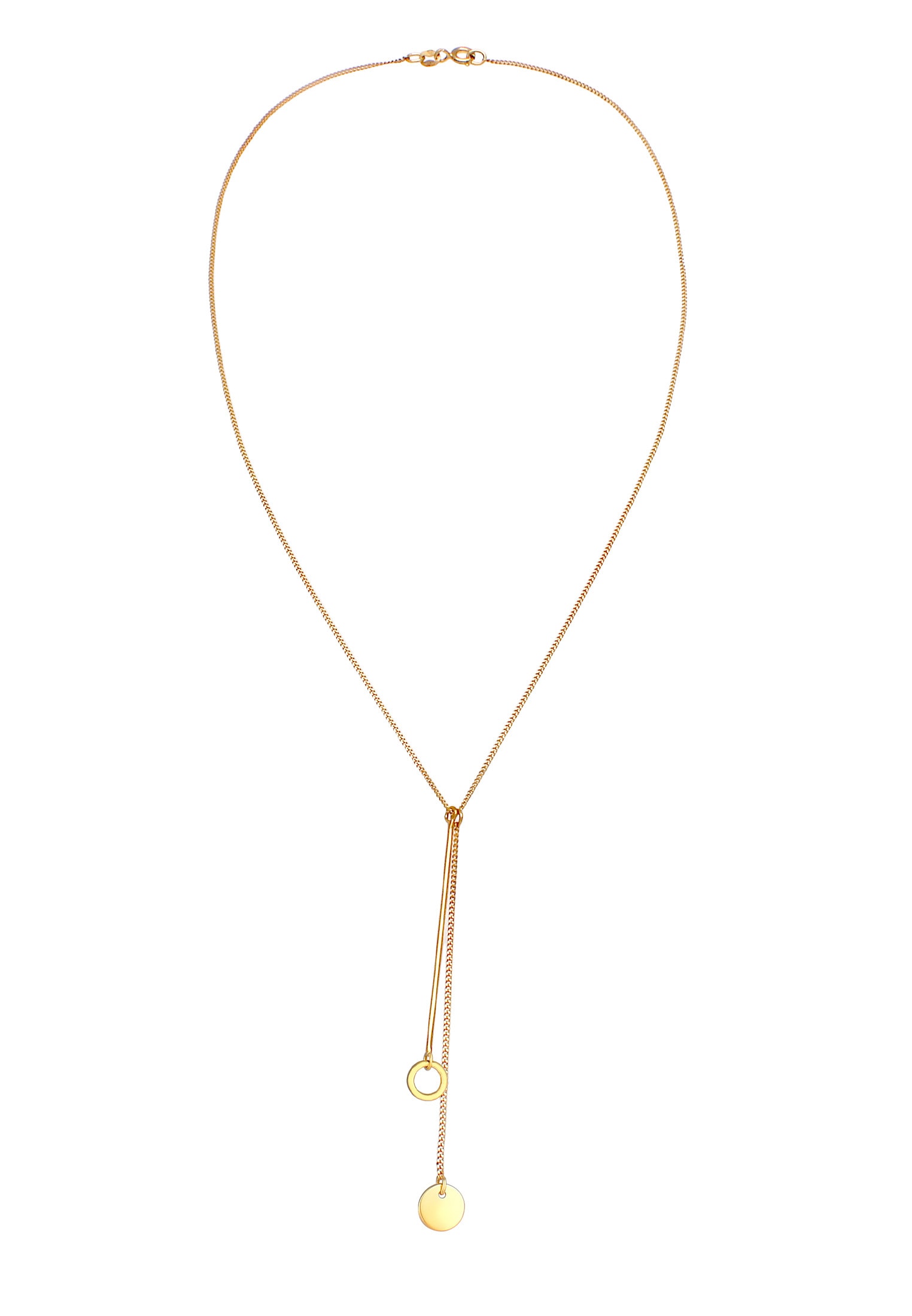 Elli Kette mit Anhänger »Halskette Y-Kette Kreis Plättchen Geo 925 Silber«
