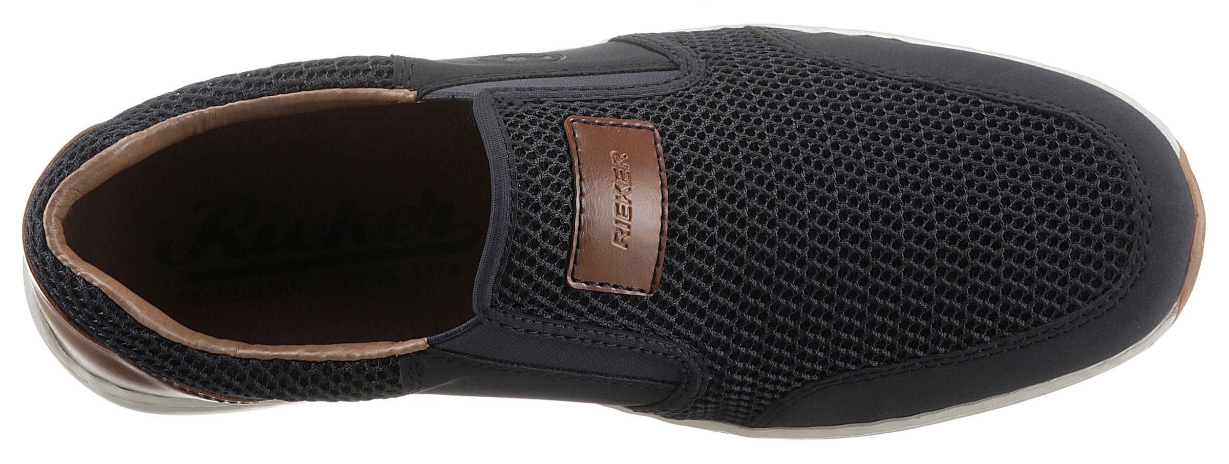 Rieker Slipper, Sommerschuh, Schlupfschuh, Freizeitschuh mit kontrastfarbenen Besätzen