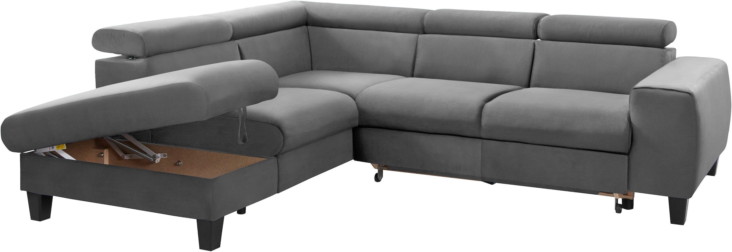 COTTA Polstergarnitur »Morven L-Form«, (Set), Set bestehend aus: Ecksofa mit Kopfteilverstellung & Hocker