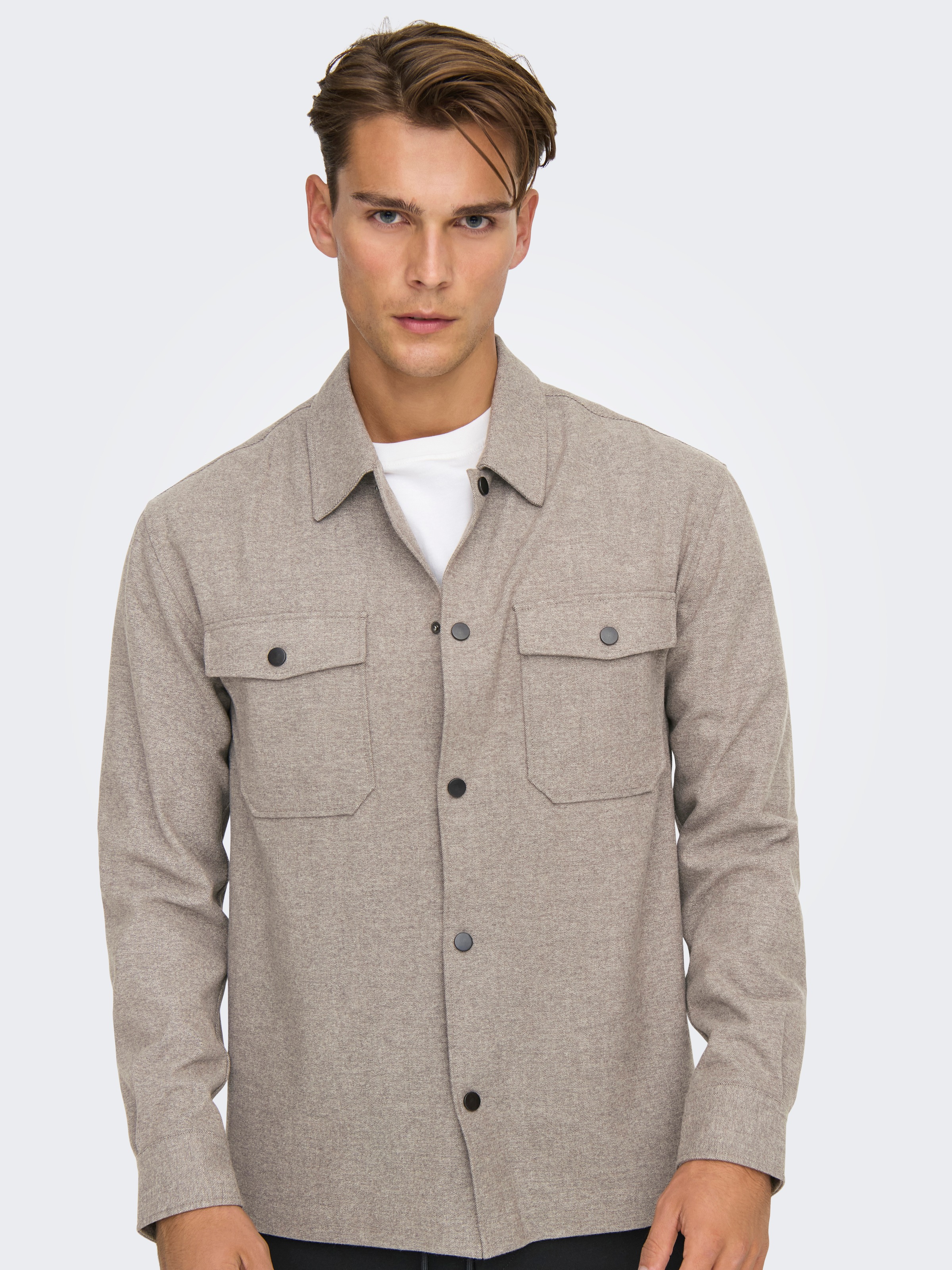 ONLY & SONS Langarmhemd »ONSMARK BRUSHED 0353 OVERSHIRT« Materialmix, regular fit
