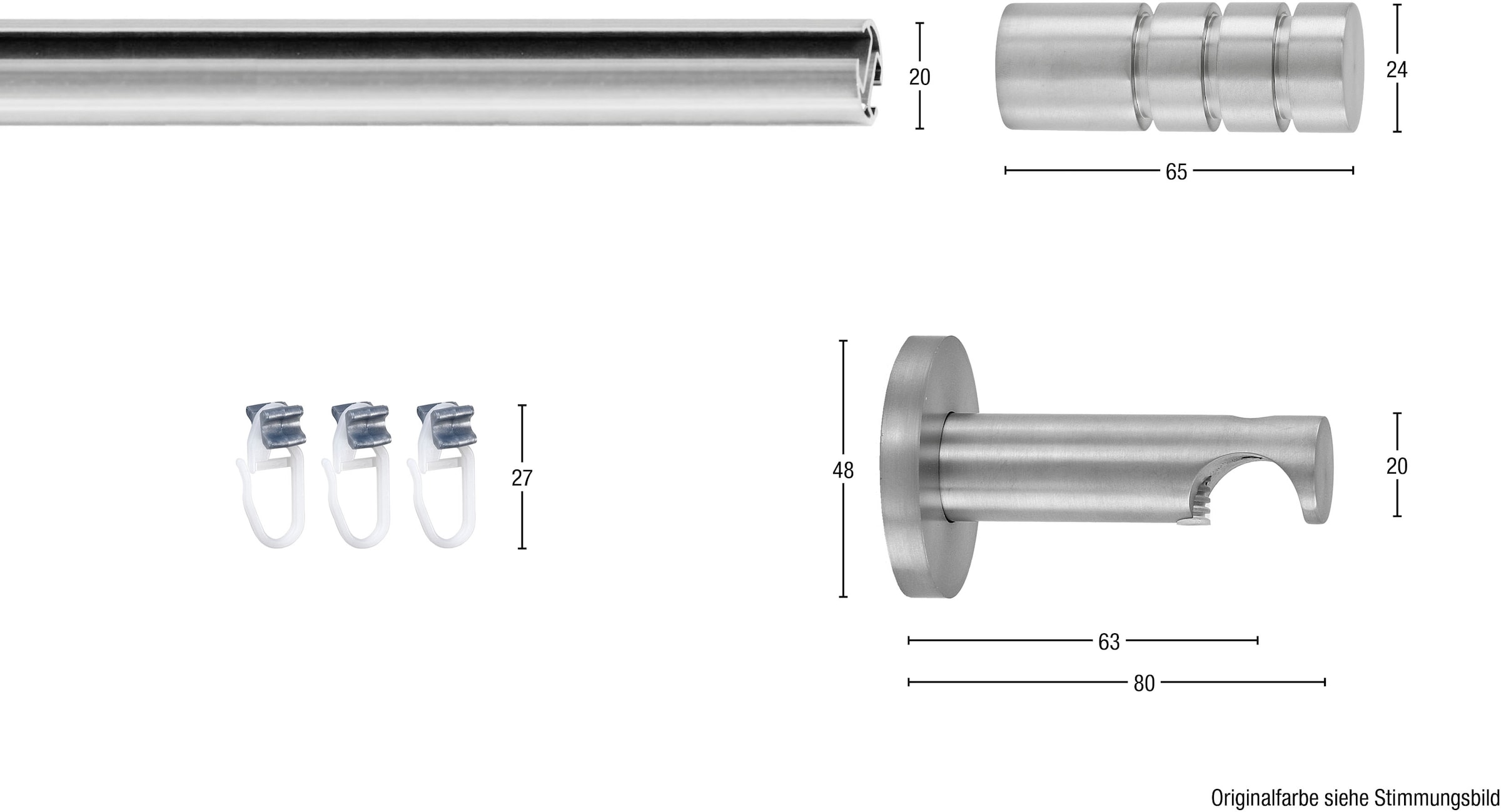 GARESA Gardinenstange »EASY« Ø 20 mm 1 läufig-läufig Wunschmaßlänge