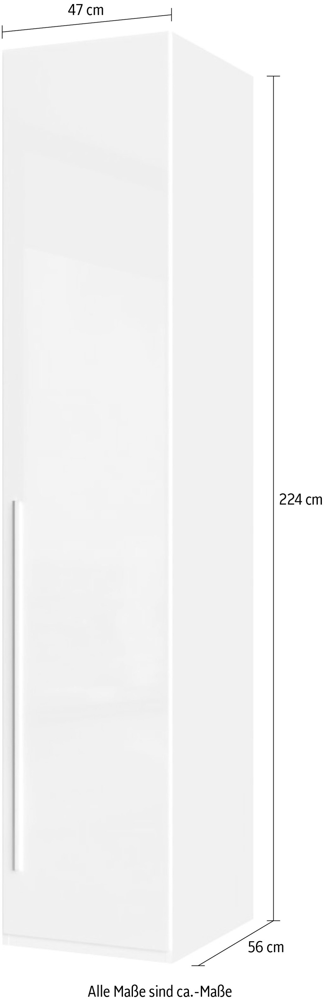Places of Style Kleiderschrank »Piano, UV lackiert, hochglänzend in beige oder weiß, FSC-zertifiziert«, (Made in Europe), in vielen Breiten, Höhe 224cm, mit Soft-Close Funktion