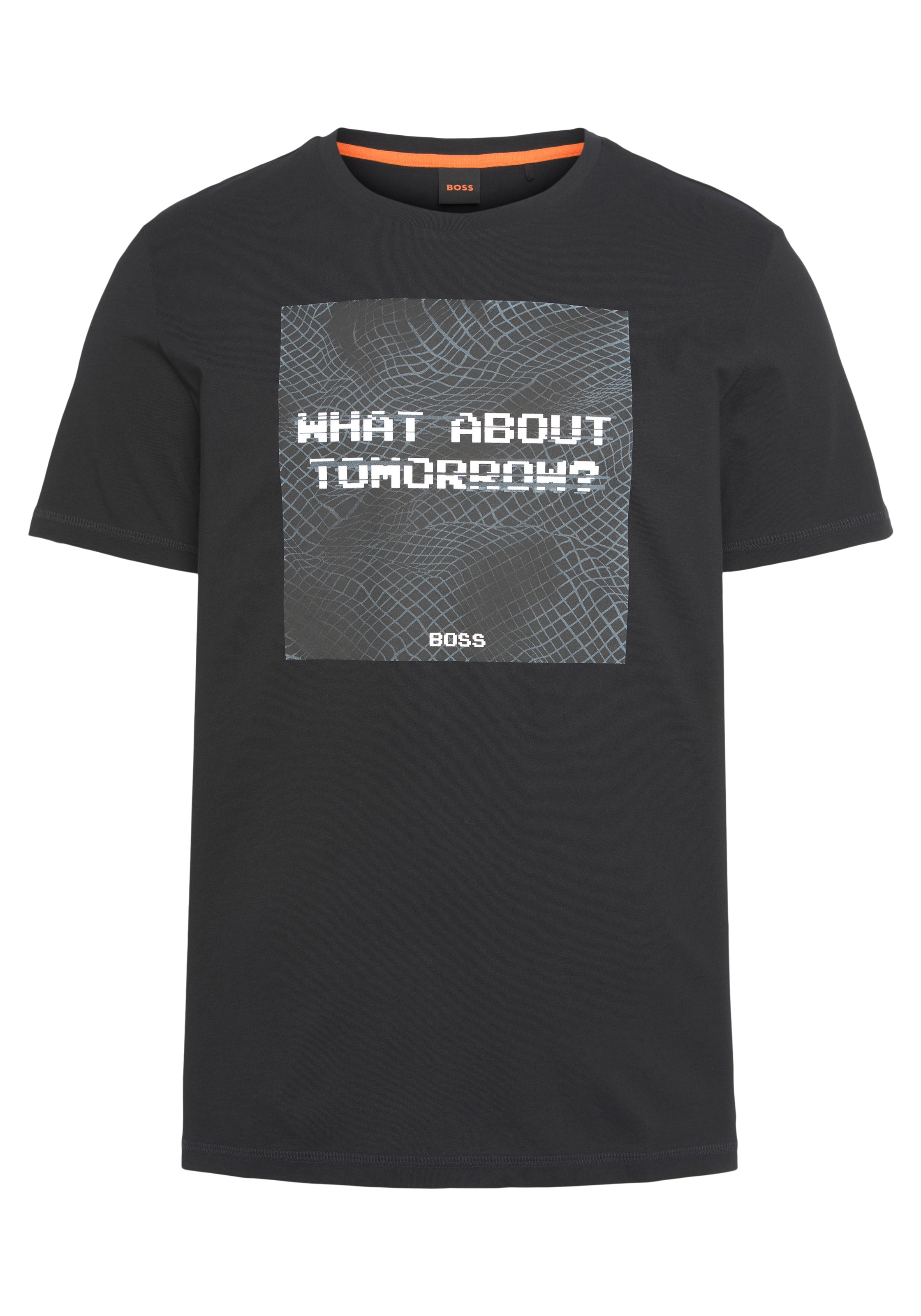 »TeMessage«, BOSS Brust großem T-Shirt bei der mit ♕ ORANGE Print auf