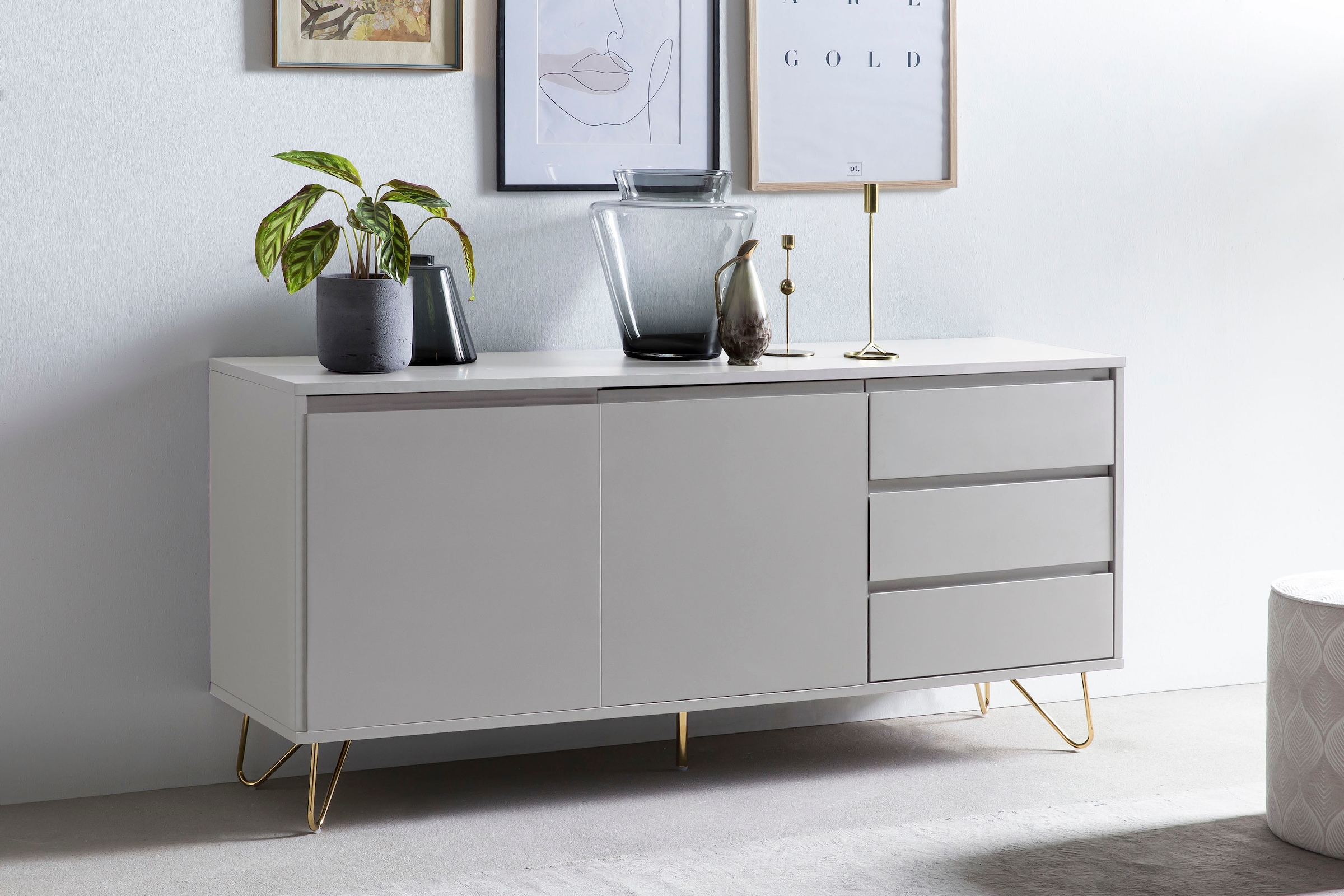 SalesFever Sideboard, Kommode mit Hairpin Beinen, Breite 150 cm