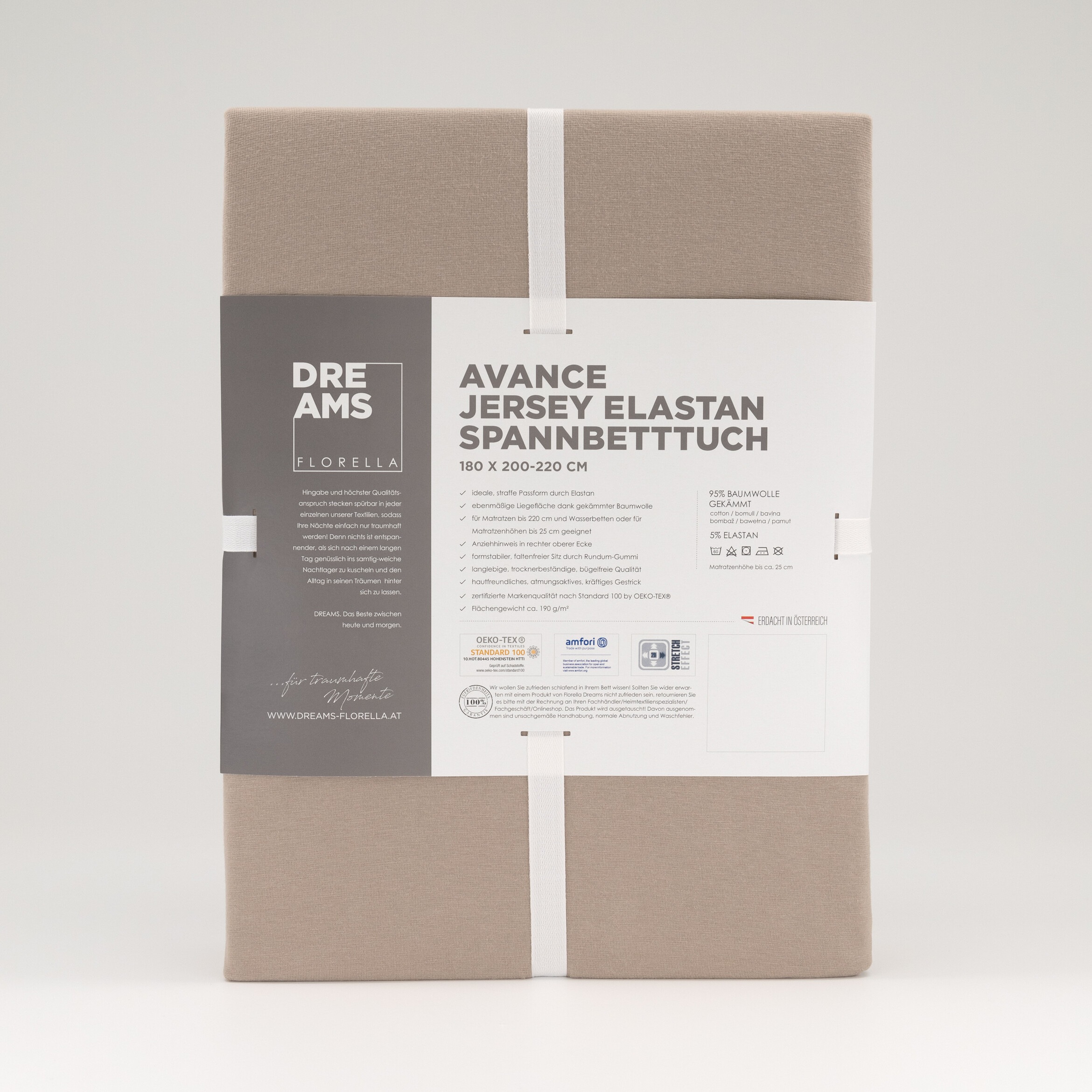 Florella Spannbettlaken »Avance Jersey Elastan, mit Rundum-Gummi« für Matratzenhöhe bis 25 cm geeignet