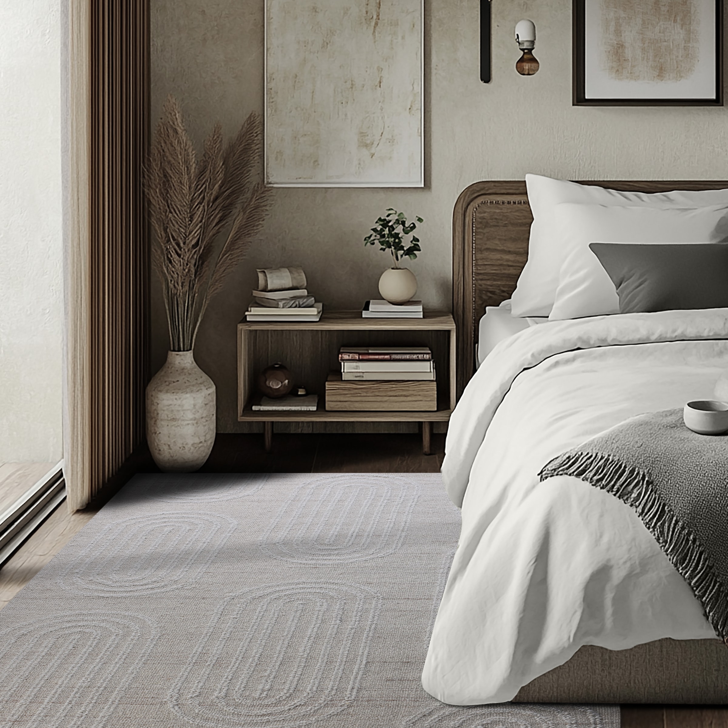 my home Wollteppich »Boras, handgefertigt, Wolle, Hoch-Tief-Struktur,« rechteckig 11 mm Höhe einfarbig, Wolle, Teppich, Wohnzimmer, Schlafzimmer, Esszimmer