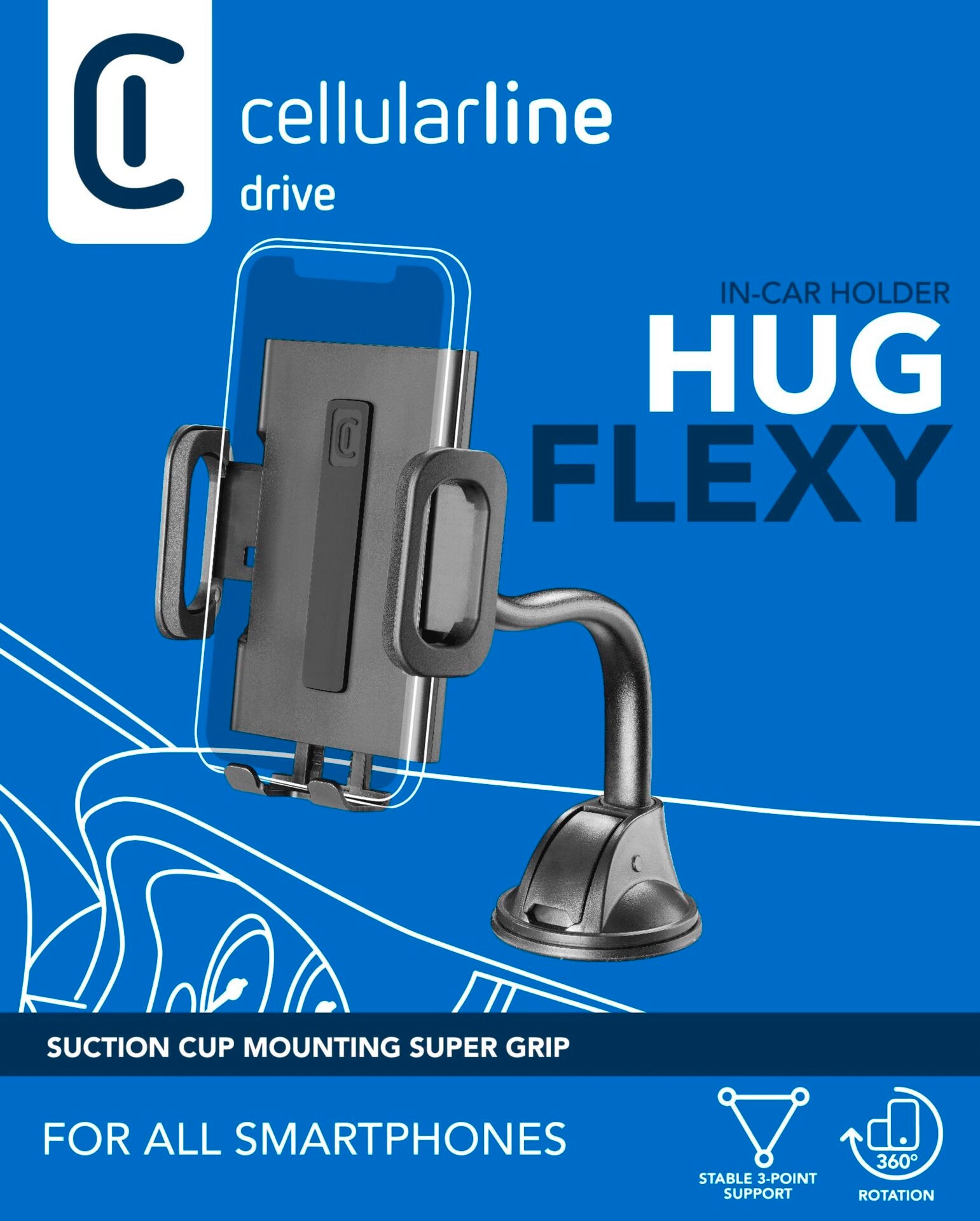 Cellularline Handy-Halterung »KFZ-Halterung HUG FLEXI mit Supergrip-Saugnapf«