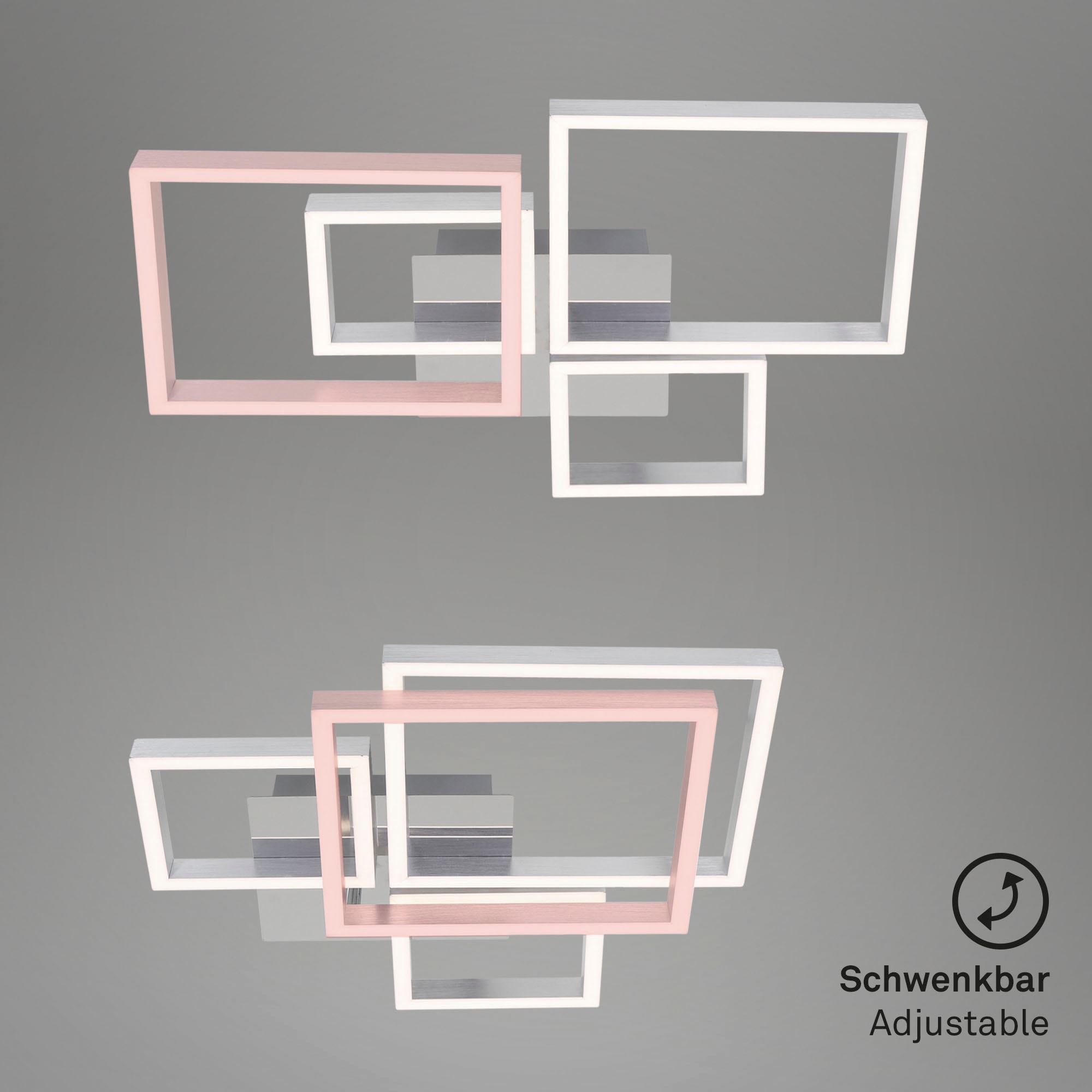 Briloner Leuchten LED Deckenleuchte »3128018 FRAME«, Leuchtmittel LED-Board | LED fest integriert, Deckenlampe, 75x47x7,3cm, Chrom-Alu, 44W, Wohnzimmer, Schlafzimmer