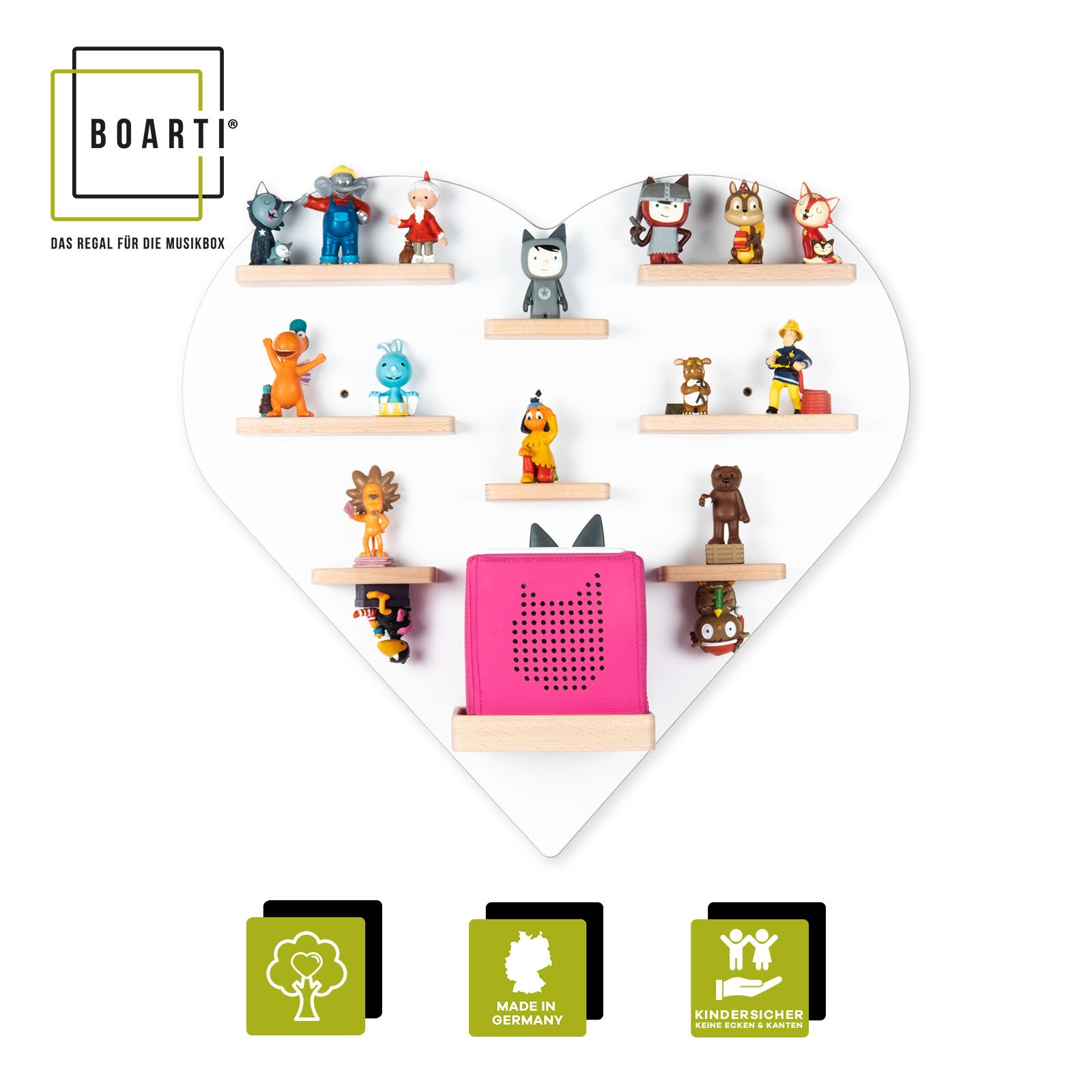 Boarti Wandregal »Regal Holz Herz Kinder Toniebox Tonies Figuren« 1 Stk. tlg.