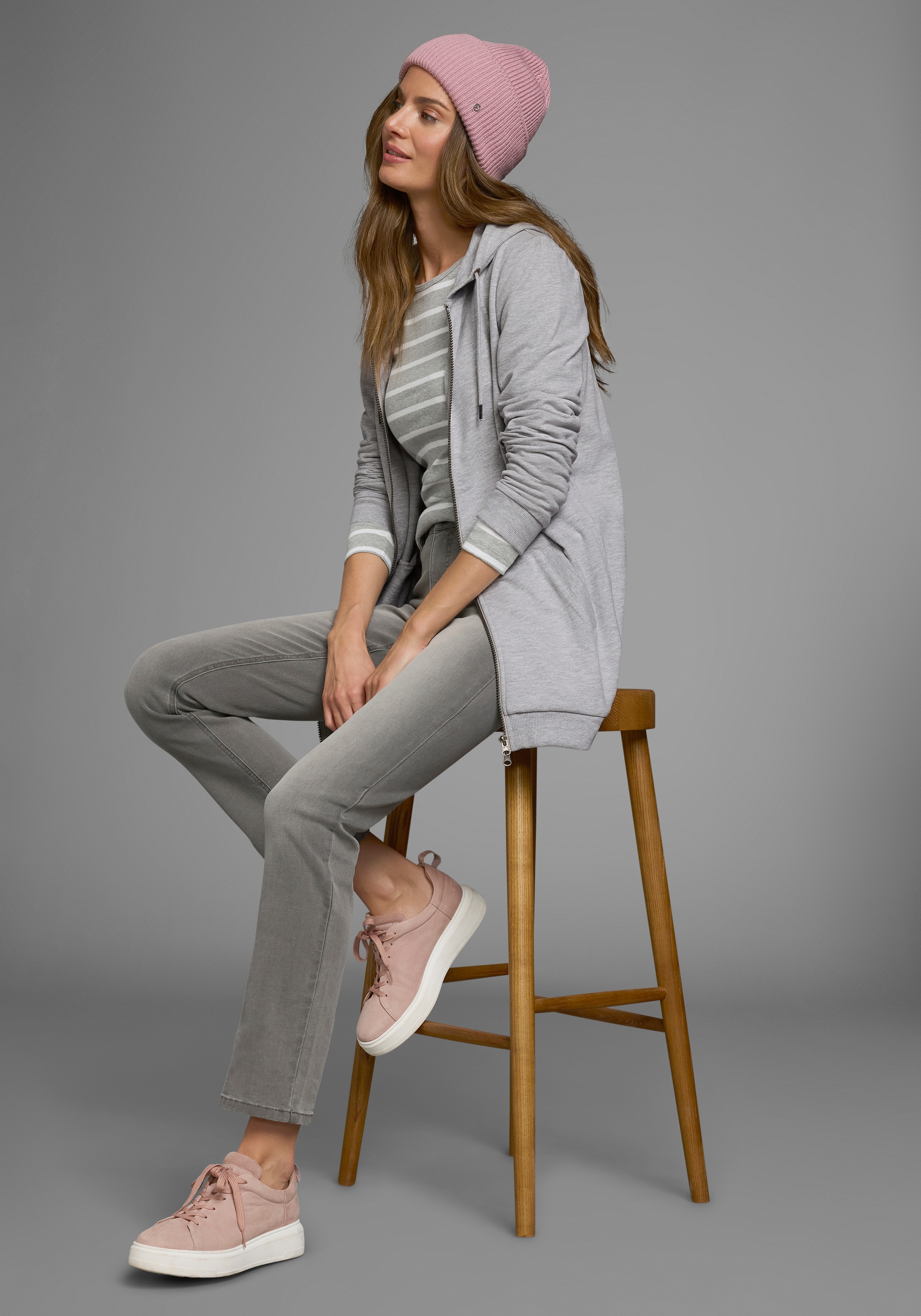 Flashlights Sweatjacke, in langer Form mit Zipper