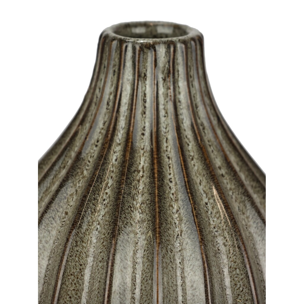 I.GE.A. Dekovase »Vase aus Keramik, geriffelt, bauchig, matt glänzend«, (1 St.)