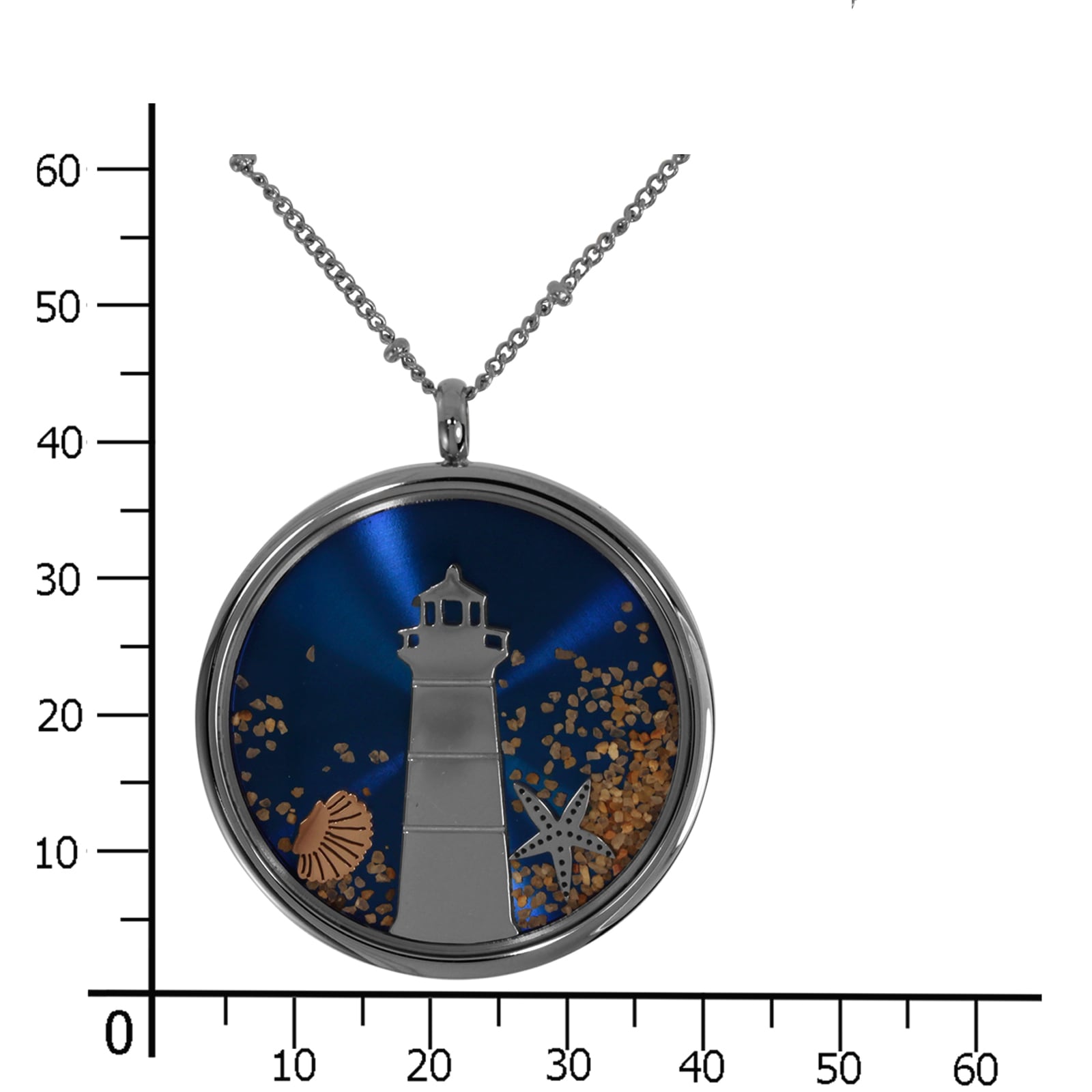 OSTSEE-SCHMUCK Kette mit Anhänger »- Leuchtturm 38 mm blau - Edelstahl - ohne Stein«