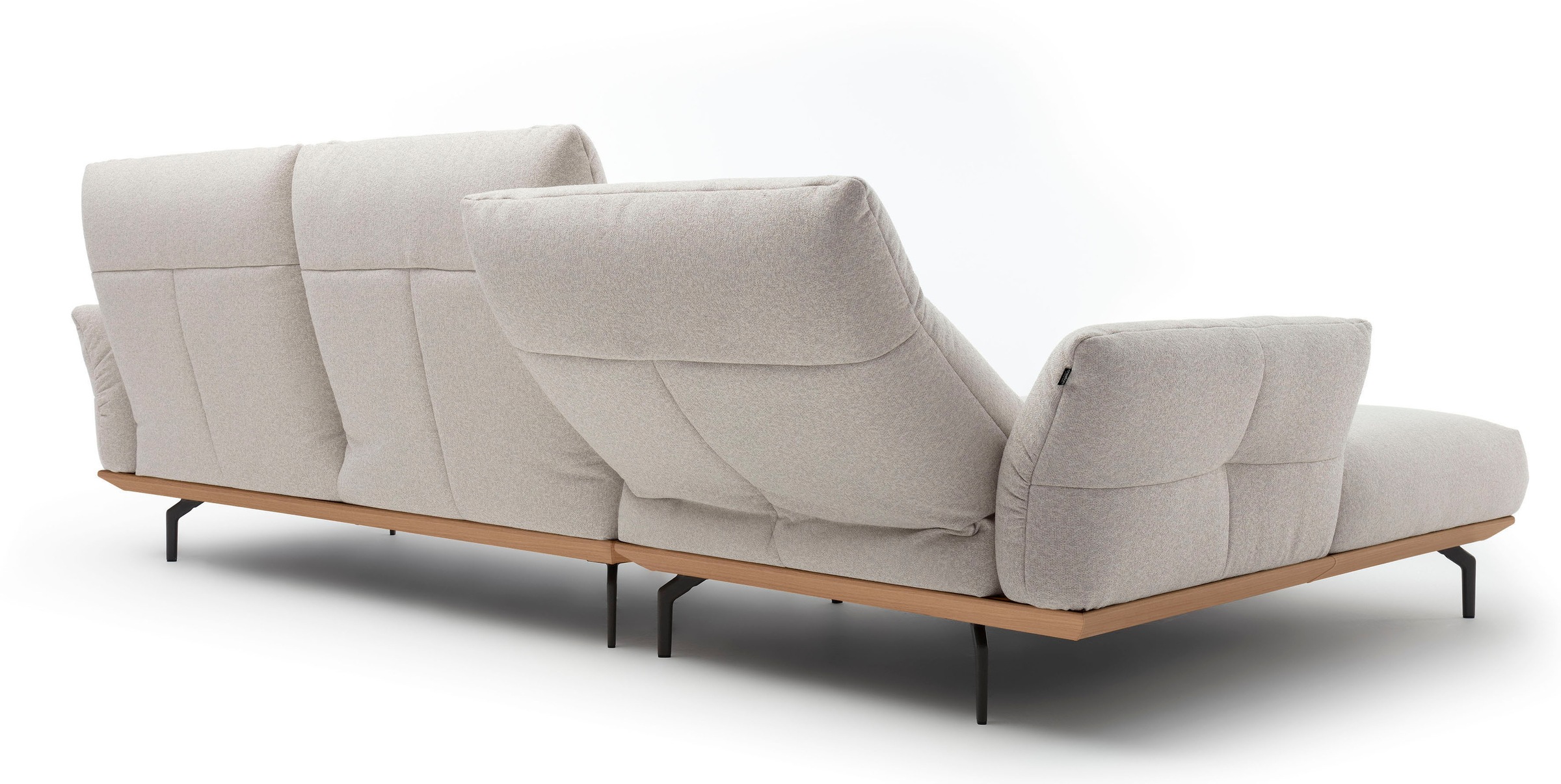 Creation BY ROLF BENZ Ecksofa »CR.460«, Sockel in Eiche, Winkelfüße in Umbragrau, Breite 318 cm