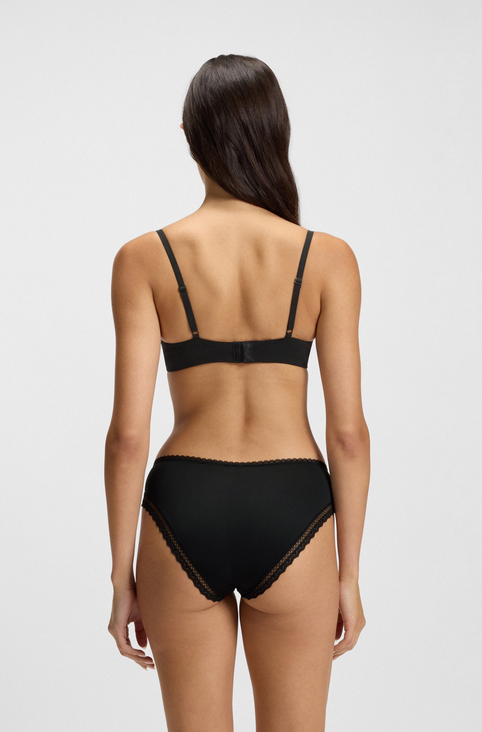 HUGO Underwear Slip mit Spitzenbesatz, mittlere Bundhöhe, Microfaserqualität