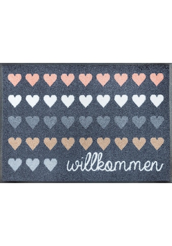 wash+dry by Kleen-Tex Fußmatte »Willkommen Herzen«, rechteckig, 7 mm Höhe,... kaufen