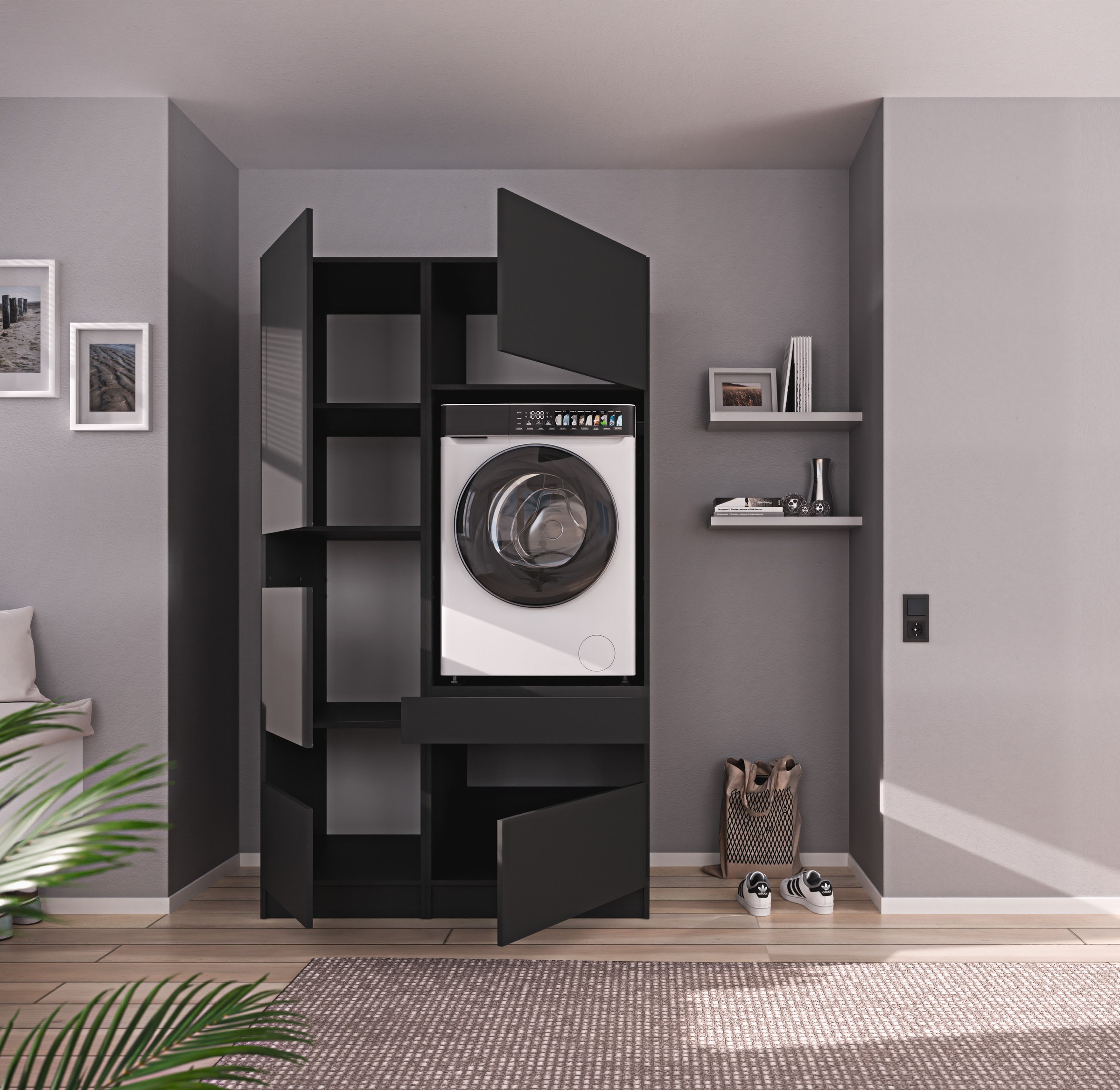 BASIC by Balculina Mehrzweckschrank-Set »Washhome B/T/H 118x68x200 cm« 2 Stk. tlg.