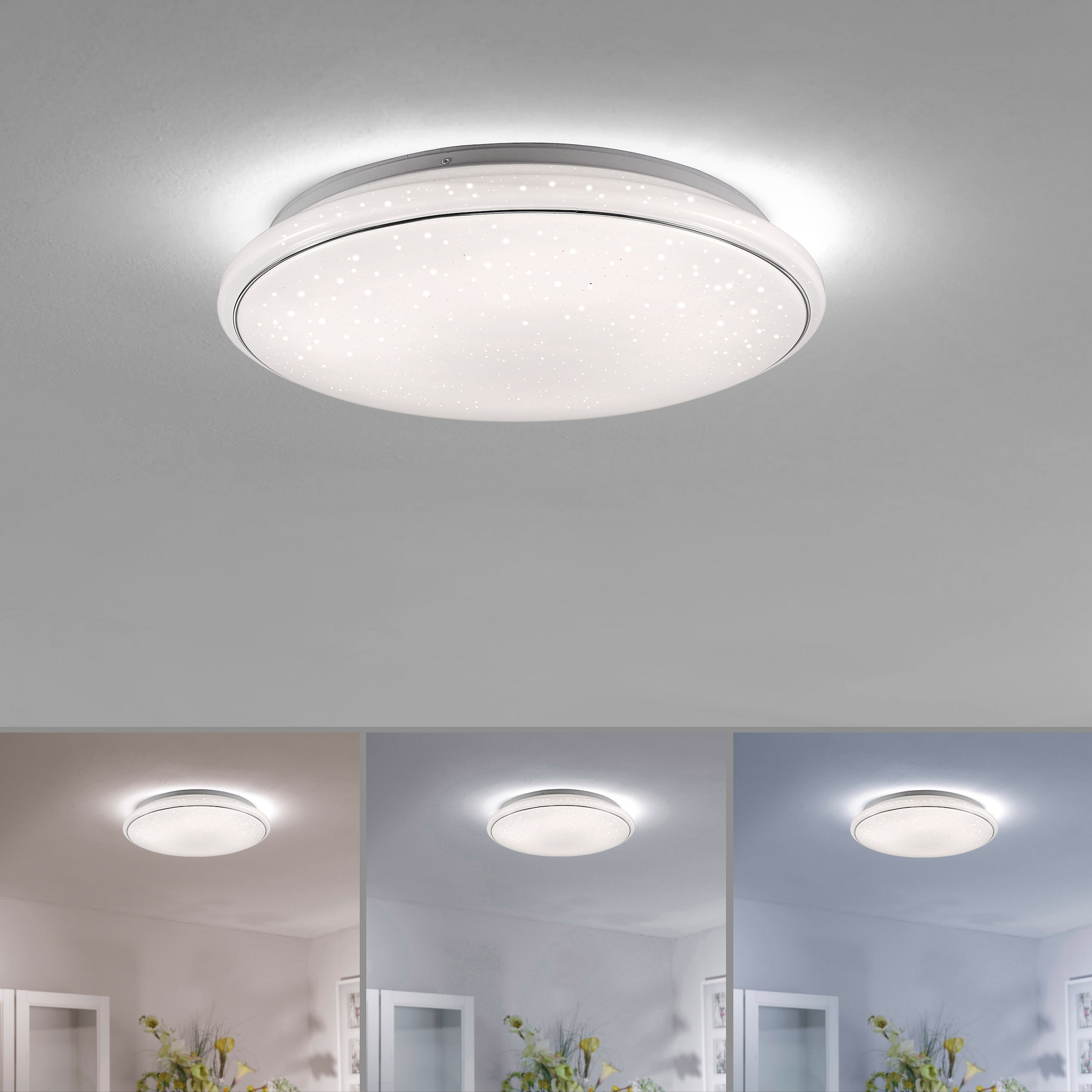 JUST LIGHT Deckenleuchte »JUPITER«, 1 flammig, Leuchtmittel LED-Board | LED fest integriert, CCT - Farbtemperaturregelung, dimmbar über Fernbedienung, Ø 59 cm