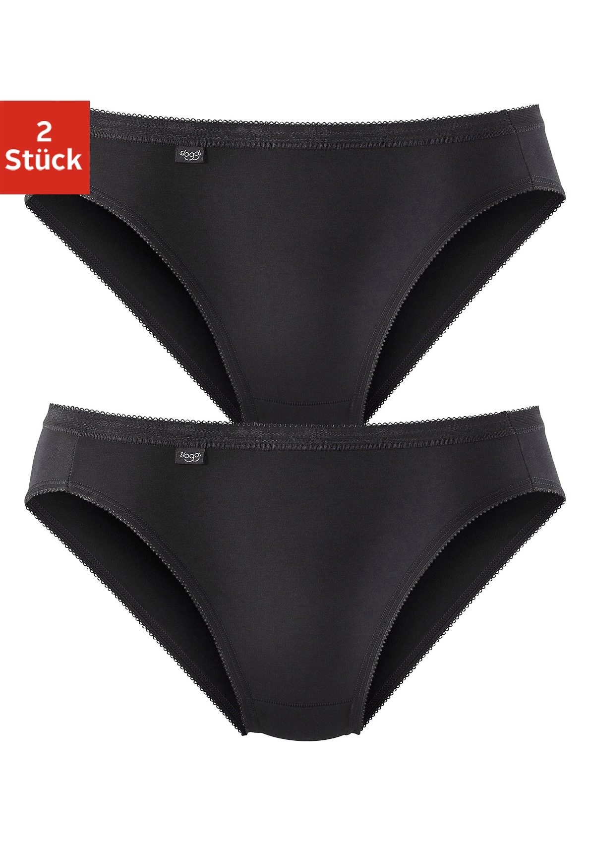 sloggi Jazz-Pants Slips »Basic+ Tai 2P«, (Packung, 2 St.), mit elastischer Mäusezähnchenkante