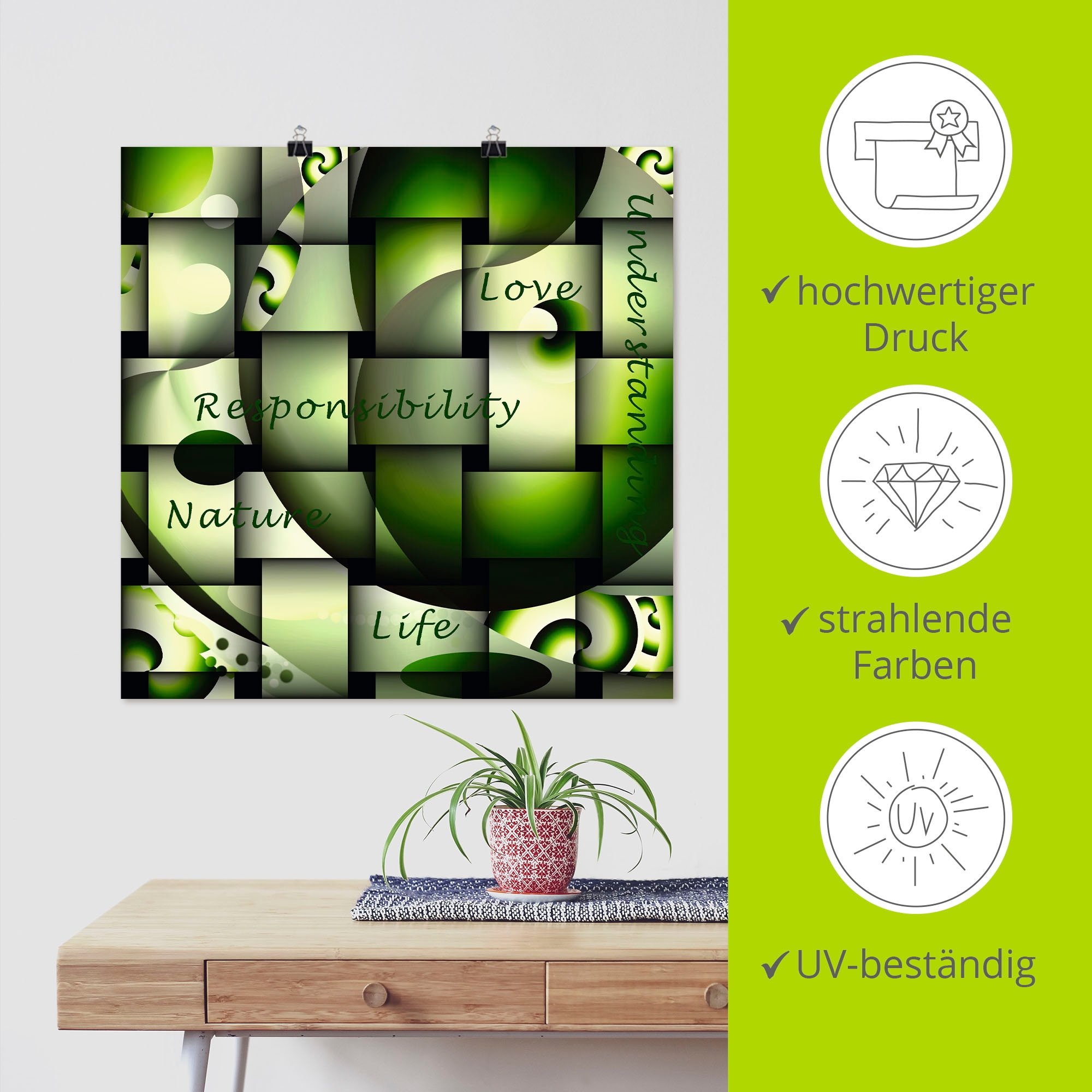 Artland Poster »Wortbild Verantwortung«, Motivationsbilder, (1 St.), als Alubild, Leinwandbild, Wandaufkleber oder Poster in versch. Größen