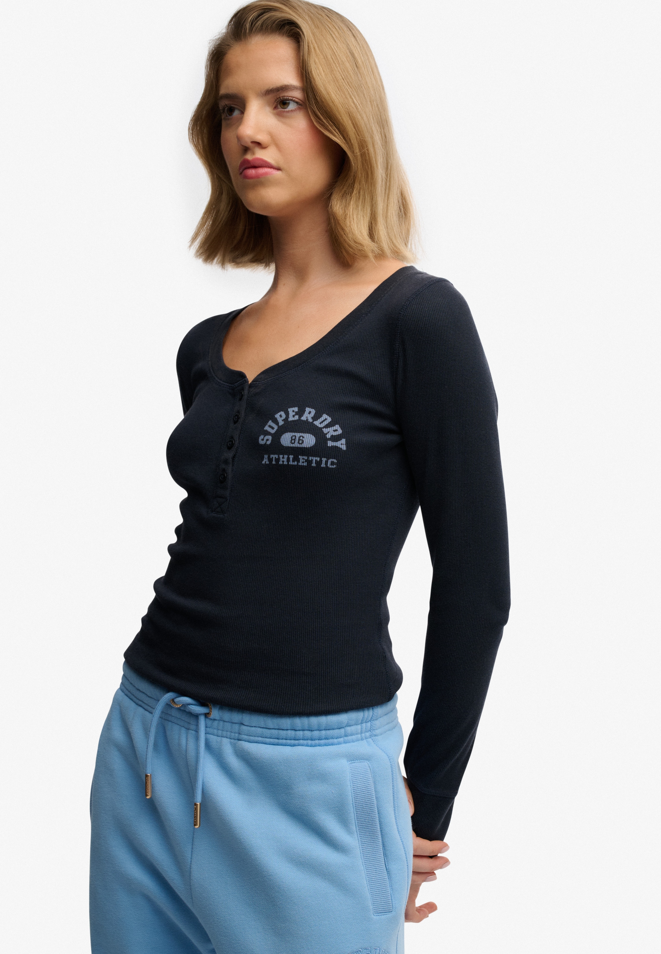 Superdry Langarmshirt »ATHLETIC BUTTON DOWN LS TOP« Baumwolle, skinny fit