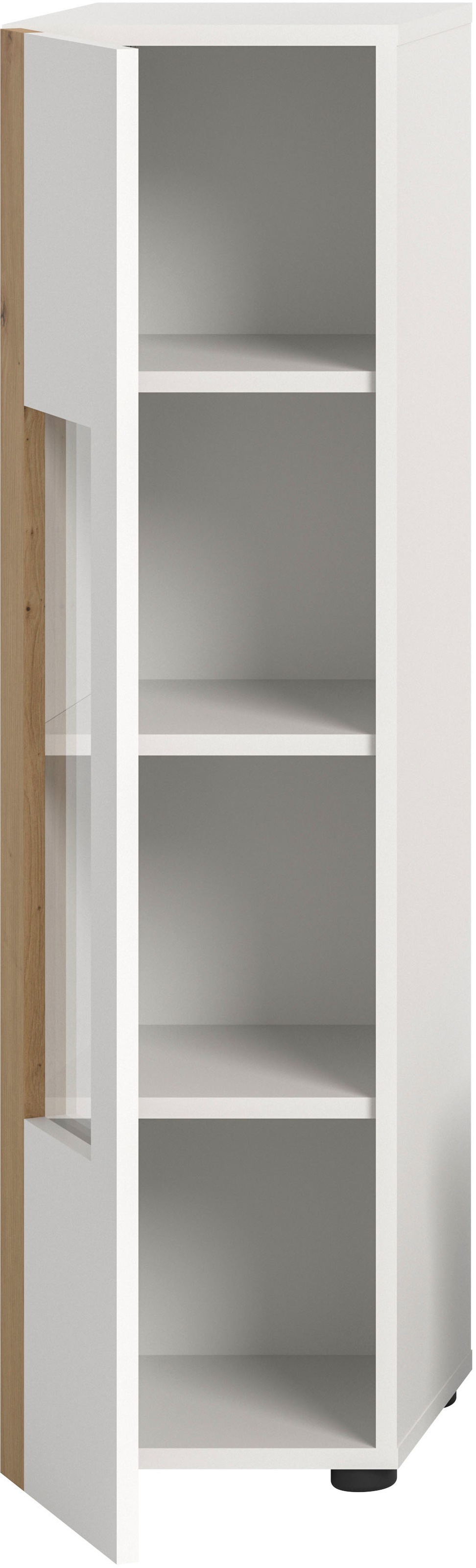 INOSIGN Vitrine »Svala, Höhe 112 cm, Holzdekor, 1 Tür«, (1 St.), 3 Einlegeböden, Vitrinenschrank, Schrank, Wohnschrank