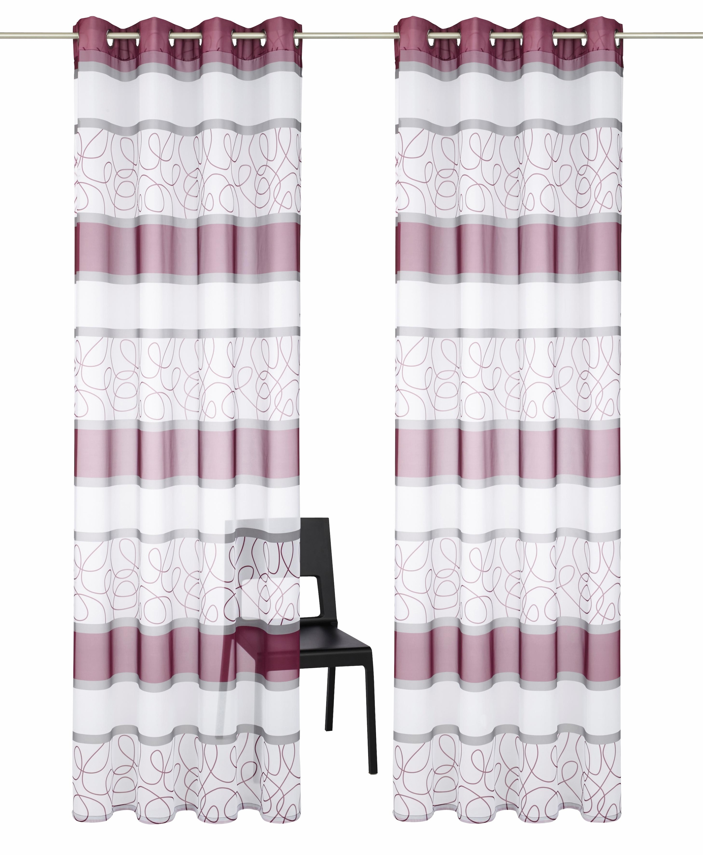 Gardine »Napala«, (2 St.), Vorhang, 2-er Set, Fertiggardine, transparent, Querstreifen