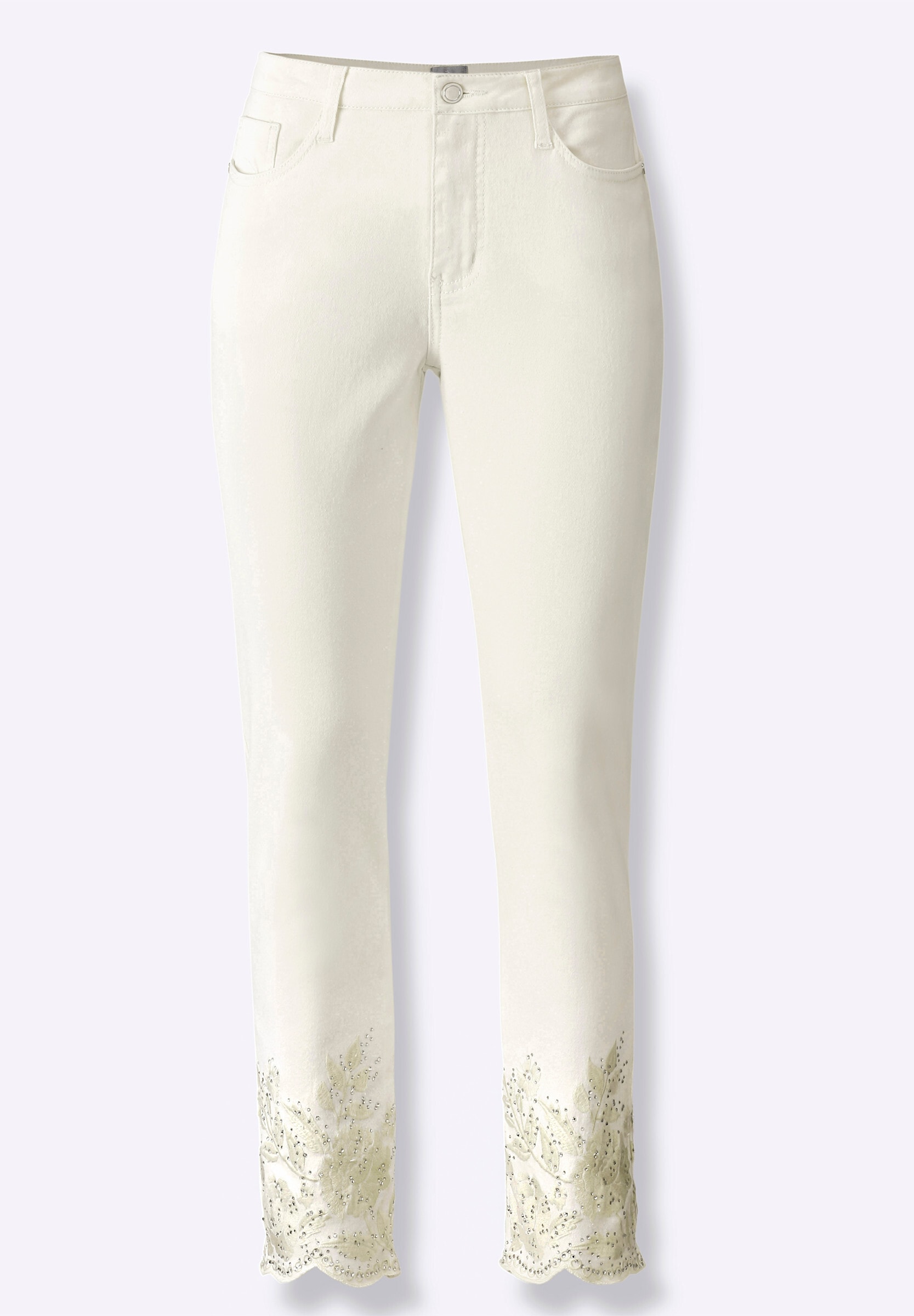 Witt Bequeme Jeans »7/8-Jeans 7/8-Jeans mit Stickerei und Glitzer-Steinchen«