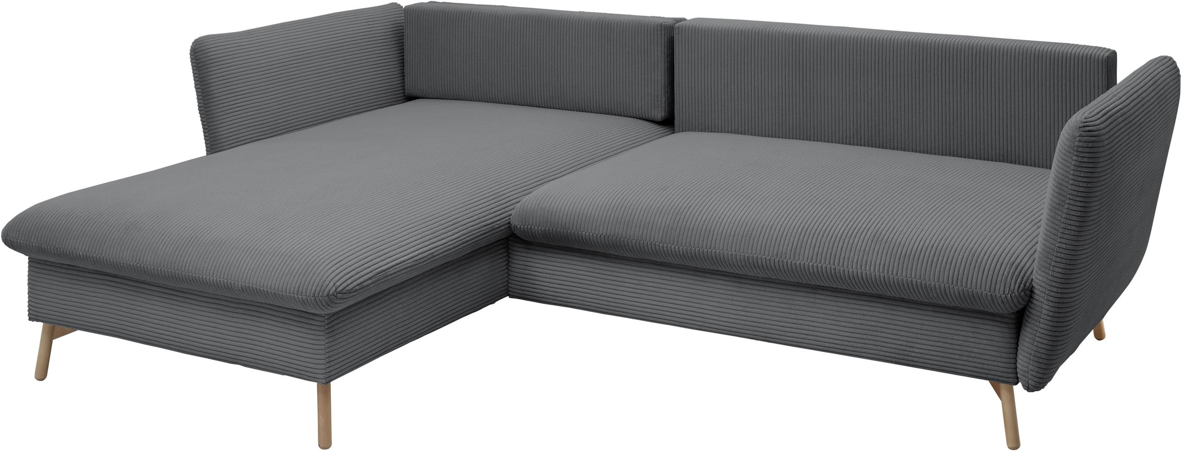 OTTO home Ecksofa »MERLE, 258 cm, L-Form, traumhafter Cord,« mit Bettfunktion und Bettkasten, Liegefläche 224 x 139