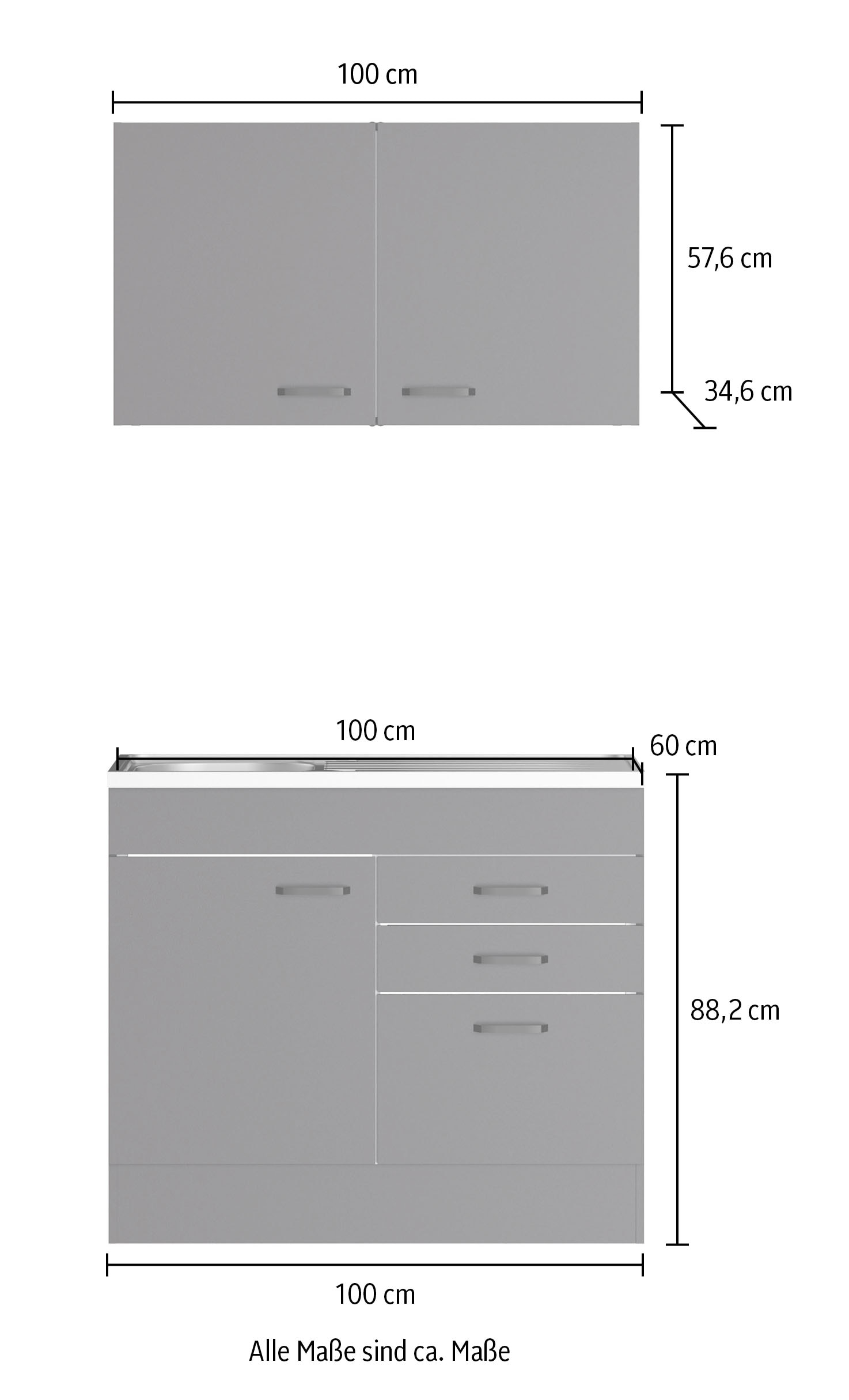 OPTIFIT Pantryküche »OPTImulti« Breite 100 cm, Tiefe 50 cm, mit Spülenauflage