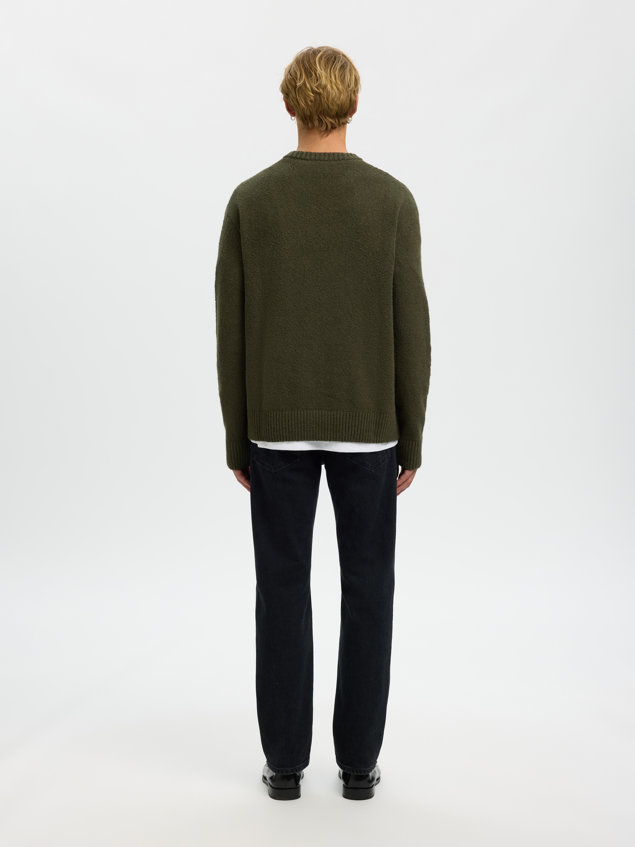 SELECTED Rundhalspullover »SLMALEX LS KNIT CREW NECK NOOS« Baumwollmischung, relaxed fit